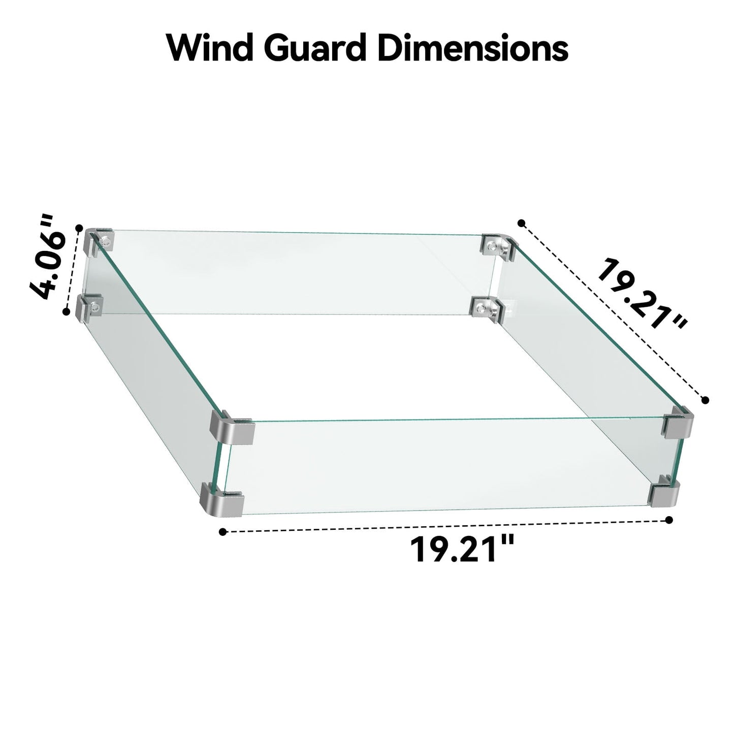 CHITOOMA Tempered Glass Wind Guard for Fire Pits, Universal Fit for 28 & 32-Inch Square Propane Fire Pits