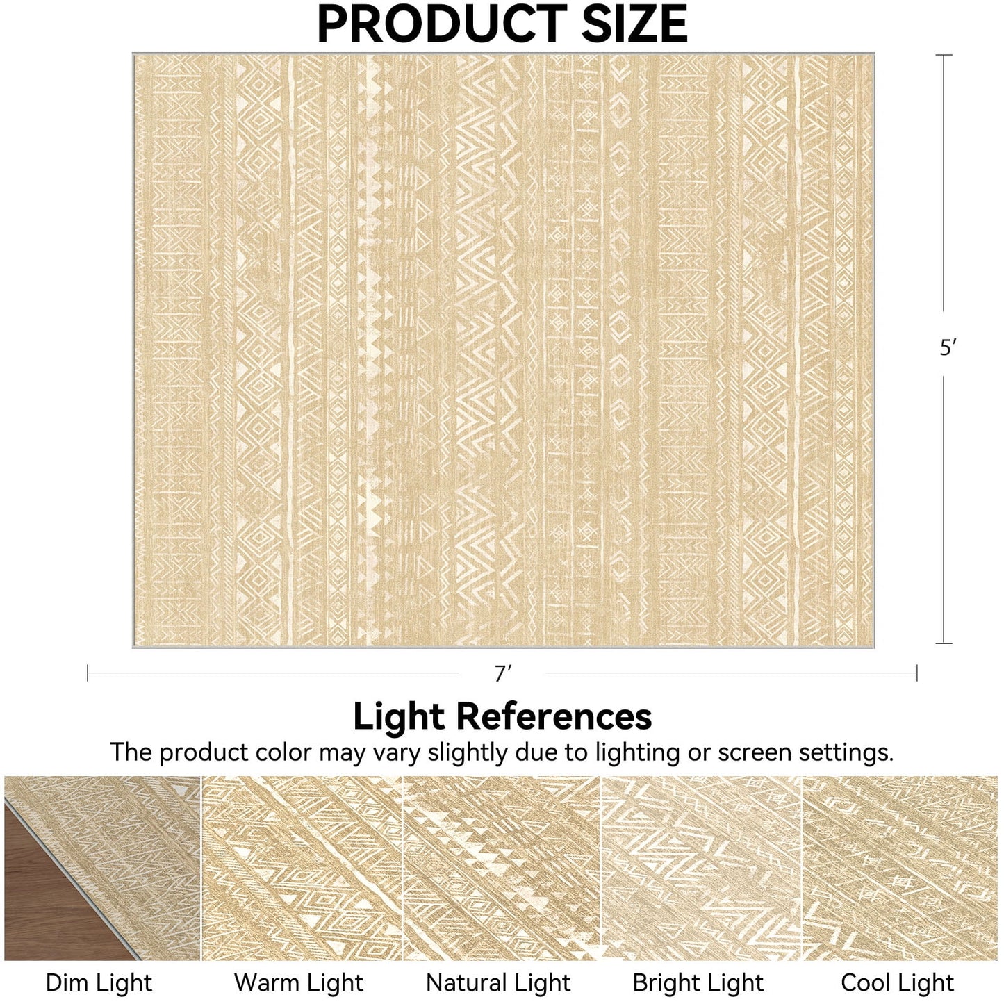 CHITOOMA 5'x7' Area Rugs for Living Room, Washable Rugs Boho Soft Geometric Bohemian Carpet Indoor Rug for Bedroom Dining Room Office Nonslip Foldable Rug