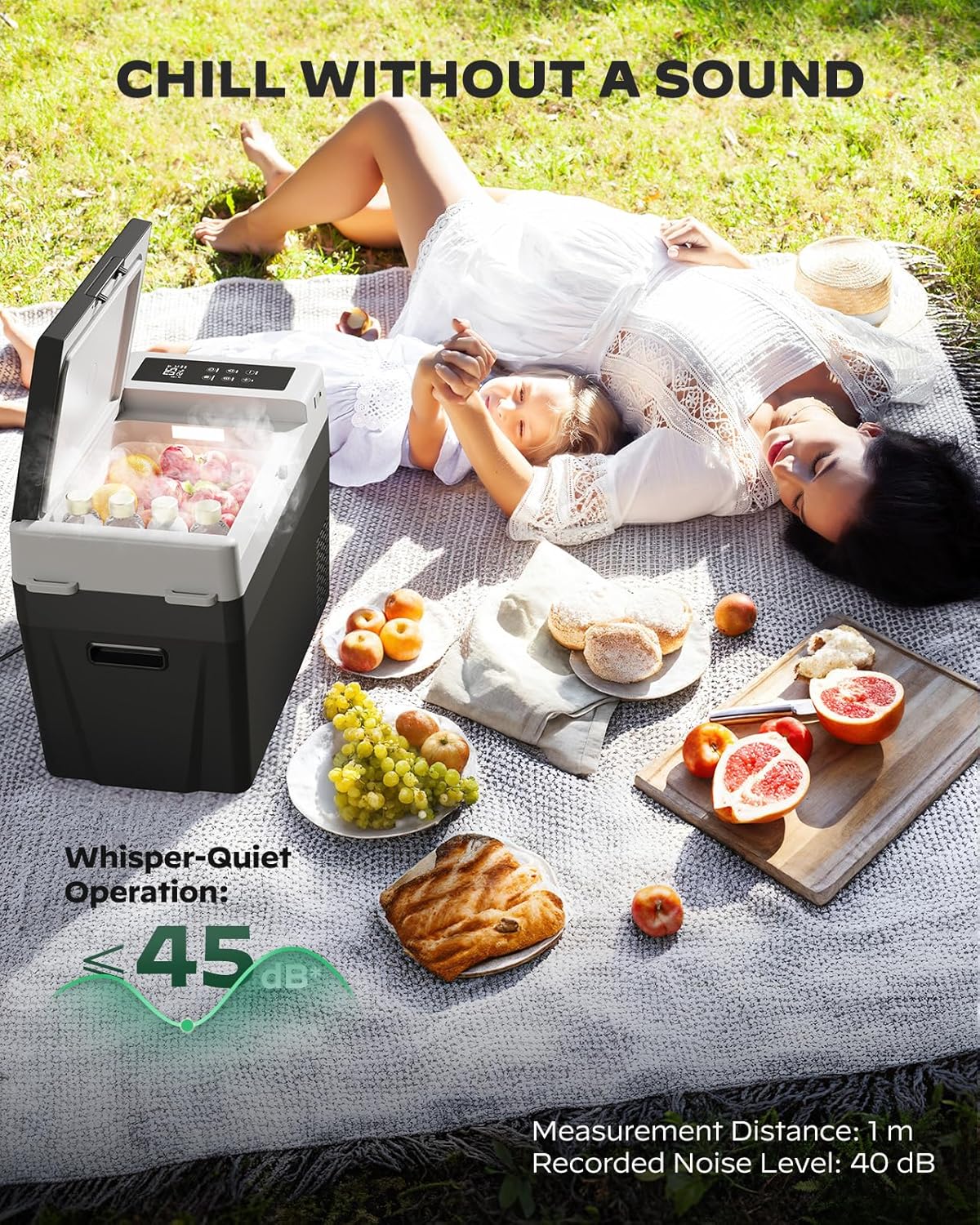 CHITOOMA 12 Volt Car Refrigerator, 32QT Electric Cooler, Portable Freezer Compressor Cooler -4℉~68℉, 12/24V DC & 110-240V AC for Travel Camping Truck Home