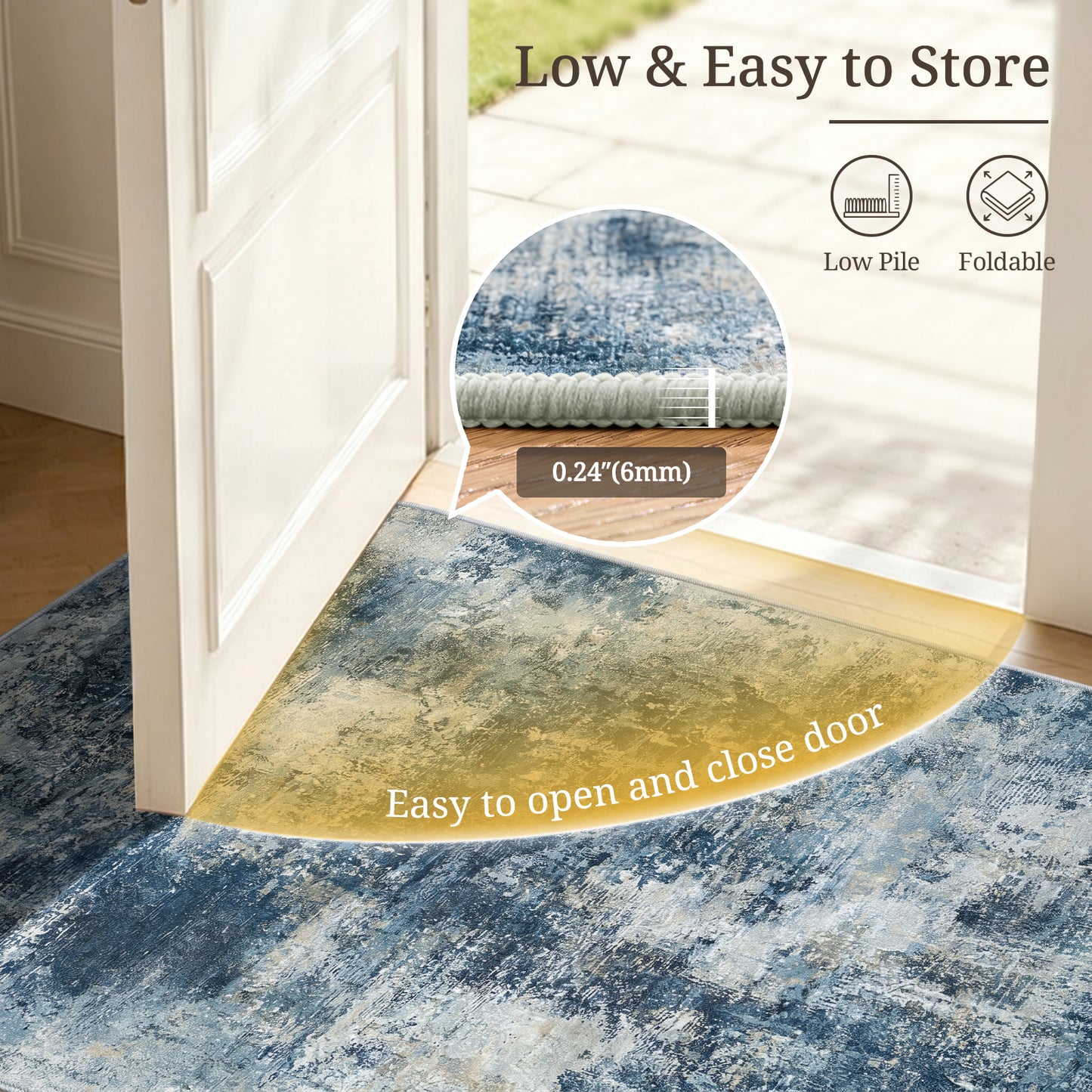 CHITOOMA 8'x10' Area Rugs for Living Room, Machine Washable Abstract Distressed Rugs Indoor Neutral Carpet Rugs for Bedroom Dining Room Office with Non-Slip Backing, Stain Resistant Non-Shed