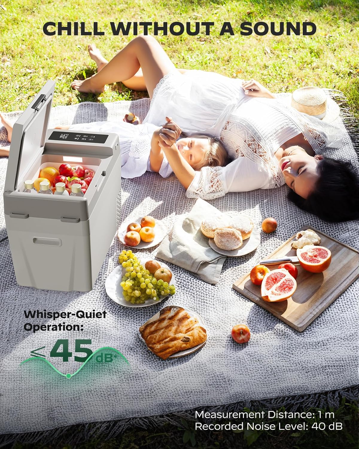 CHITOOMA 12 Volt Car Refrigerator, 32QT Electric Cooler, Portable Freezer Compressor Cooler -4℉~68℉, 12/24V DC & 110-240V AC for Travel Camping Truck Home