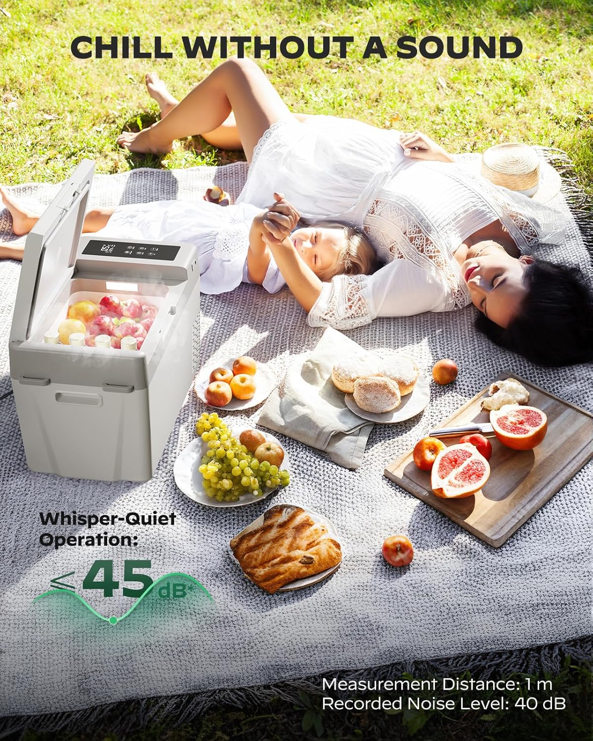 CHITOOMA 12 Volt Car Refrigerator, 25QT Electric Cooler, Portable Freezer Compressor Cooler -4℉~68℉, 12/24V DC & 110-240V AC for Travel Camping Truck Home