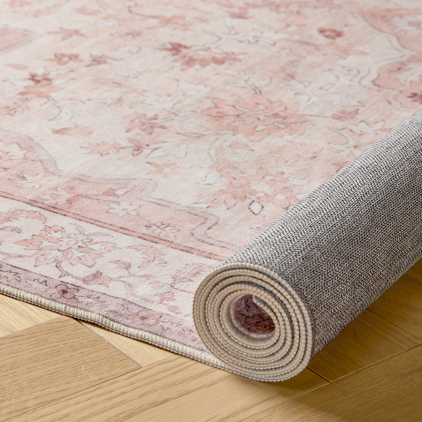 CHITOOMA 5'x7' Machine-washable Area Rugs for Living Room, Boho Floral Area Rugs with Non-Slip Backing, Stain Resistant Non-Shed Carpet for Bedroom, Dining Room, Dorm, Office