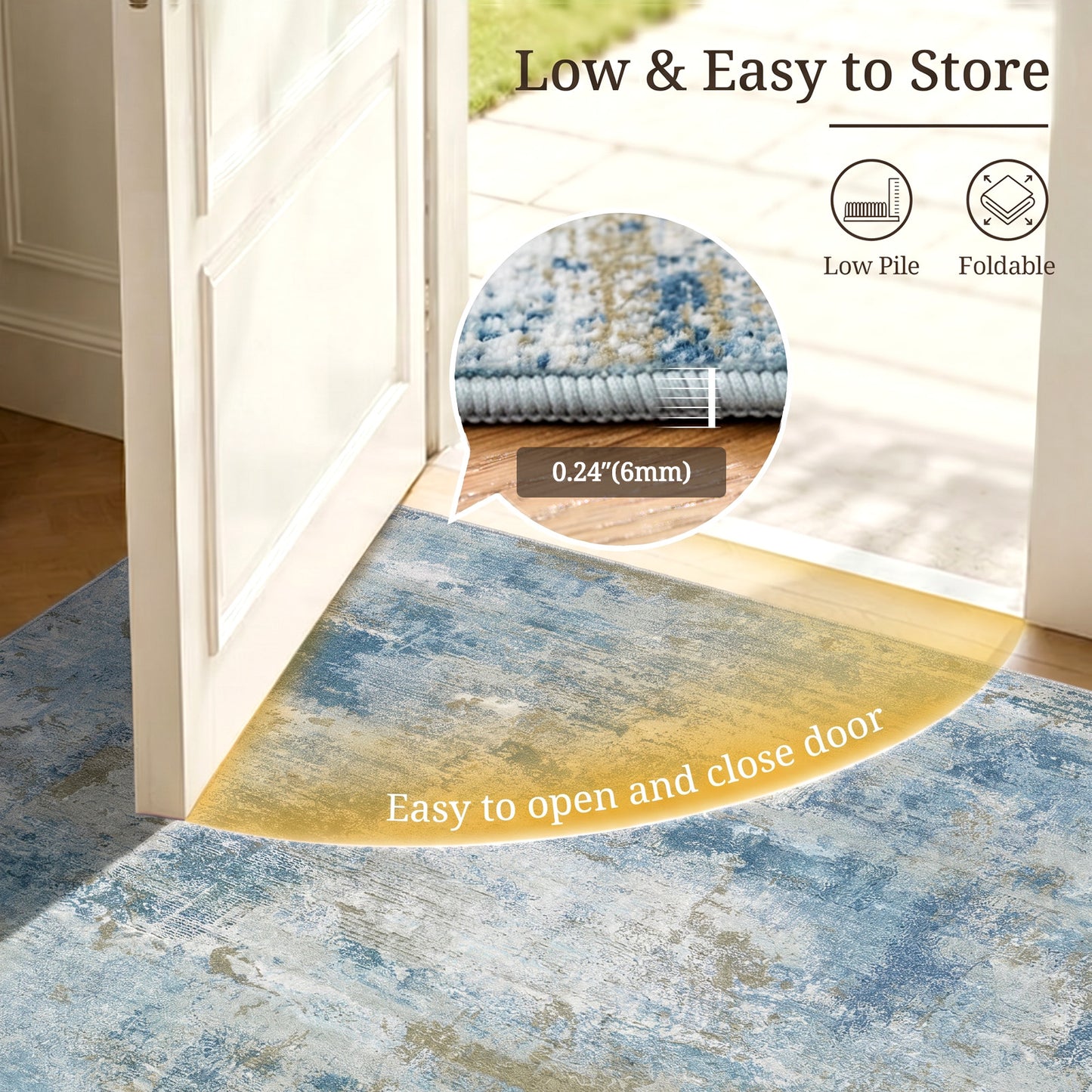 CHITOOMA 8'x10' Area Rugs for Living Room, Machine Washable Abstract Distressed Rugs Indoor Neutral Carpet Rugs for Bedroom Dining Room Office with Non-Slip Backing, Stain Resistant Non-Shed