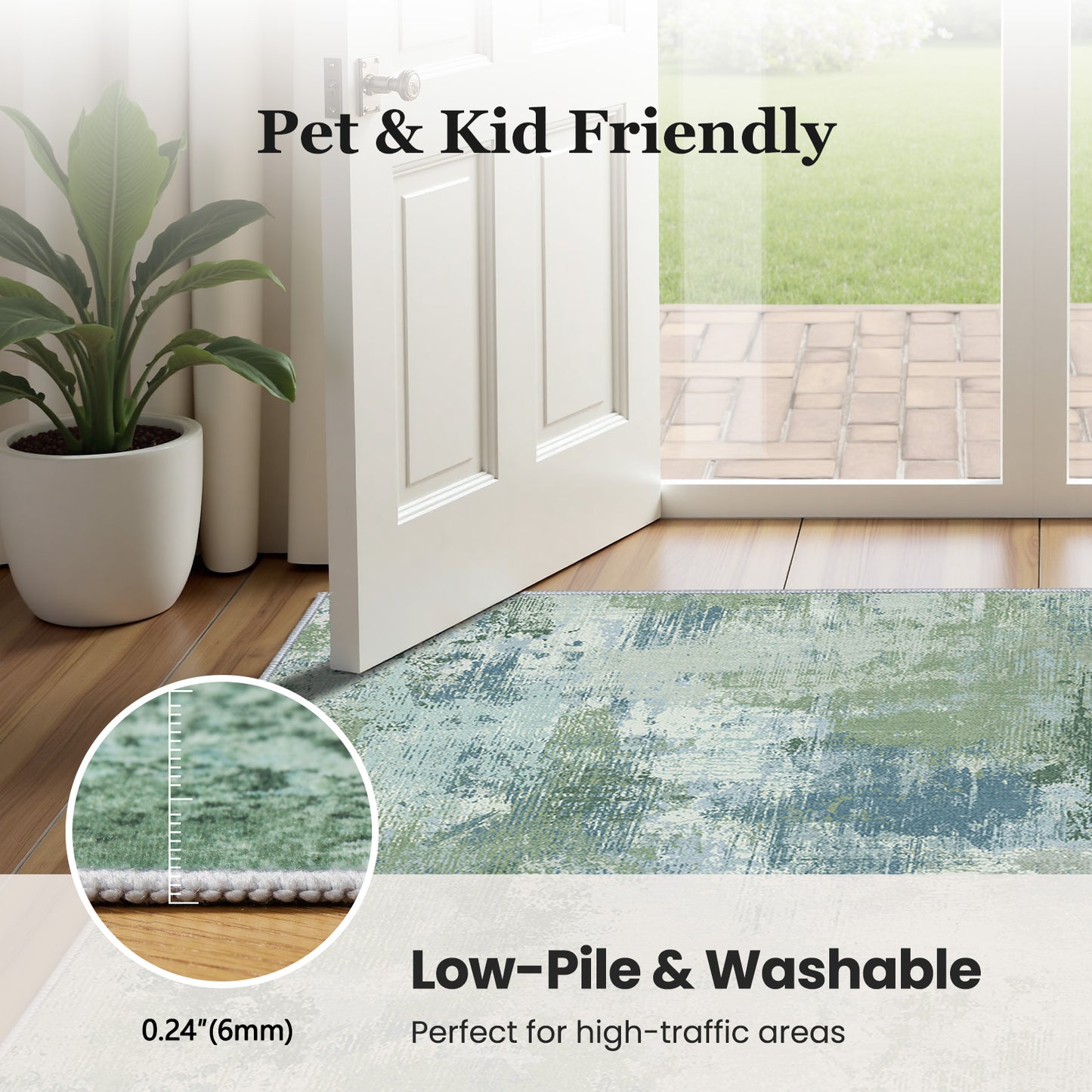 CHITOOMA 8'x10' Area Rugs for Living Room, Machine Washable Rugs for Bedroom Dining Room Dorm Office with Non-Slip Backing, Stain Resistant Non-Shed Carpet