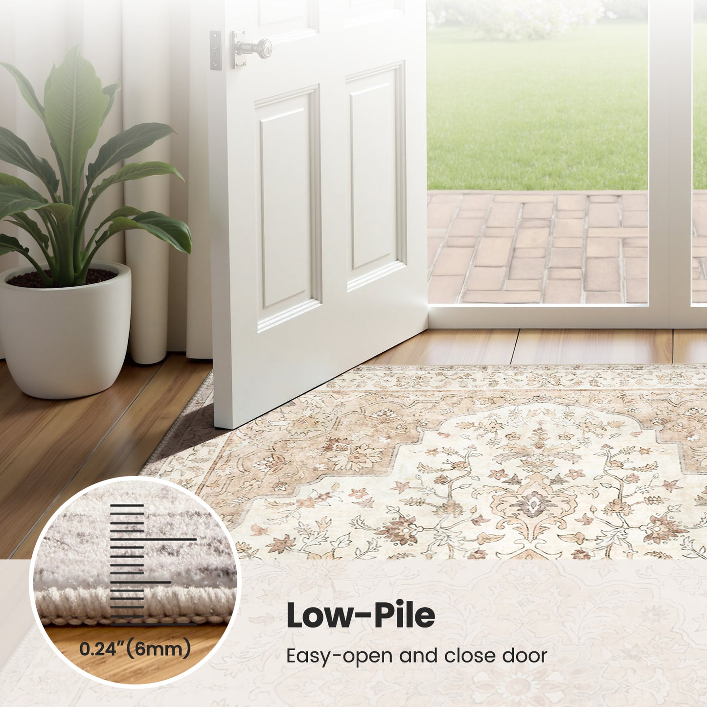 CHITOOMA 10'x14' Area Rugs for Living Room, Boho Machine Washable Stain Resistant Non-Shed Carpet, Floral Area Rug with Non-Slip Backing for Bedroom, Dining Room, Dorm, Office