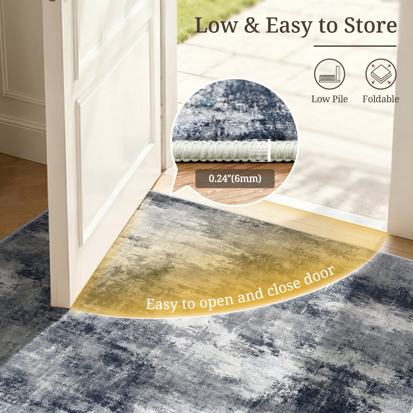 CHITOOMA 8'x10' Area Rugs for Living Room, Machine Washable Abstract Distressed Rugs Indoor Neutral Carpet Rugs for Bedroom Dining Room Office with Non-Slip Backing, Stain Resistant Non-Shed