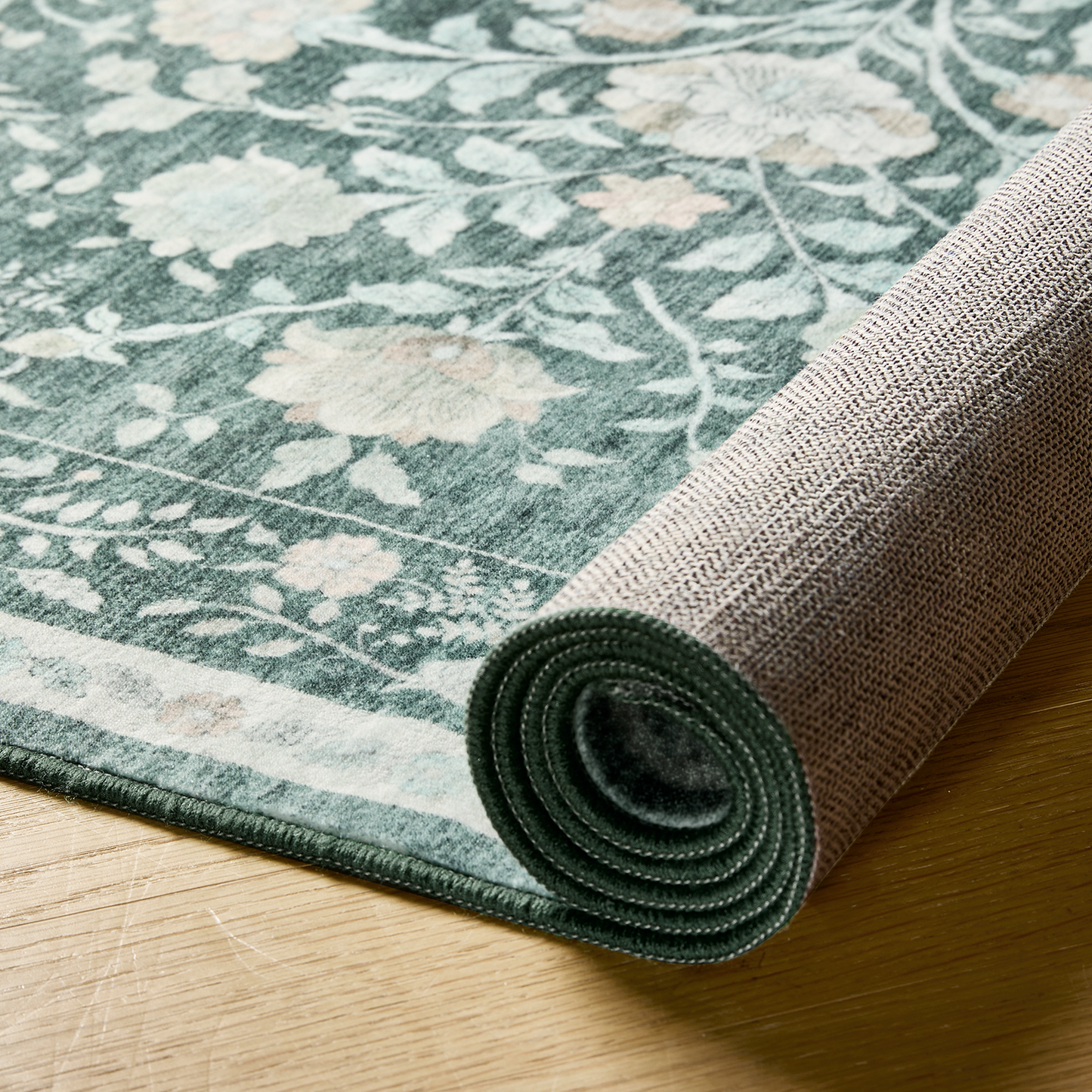 CHITOOMA 5'x7' Boho Area Rugs for Living Room, Machine Washable Stain Resistant Non-Shed Carpet, Floral Area Rug with Non-Slip Backing for Bedroom, Dining Room, Dorm, Office