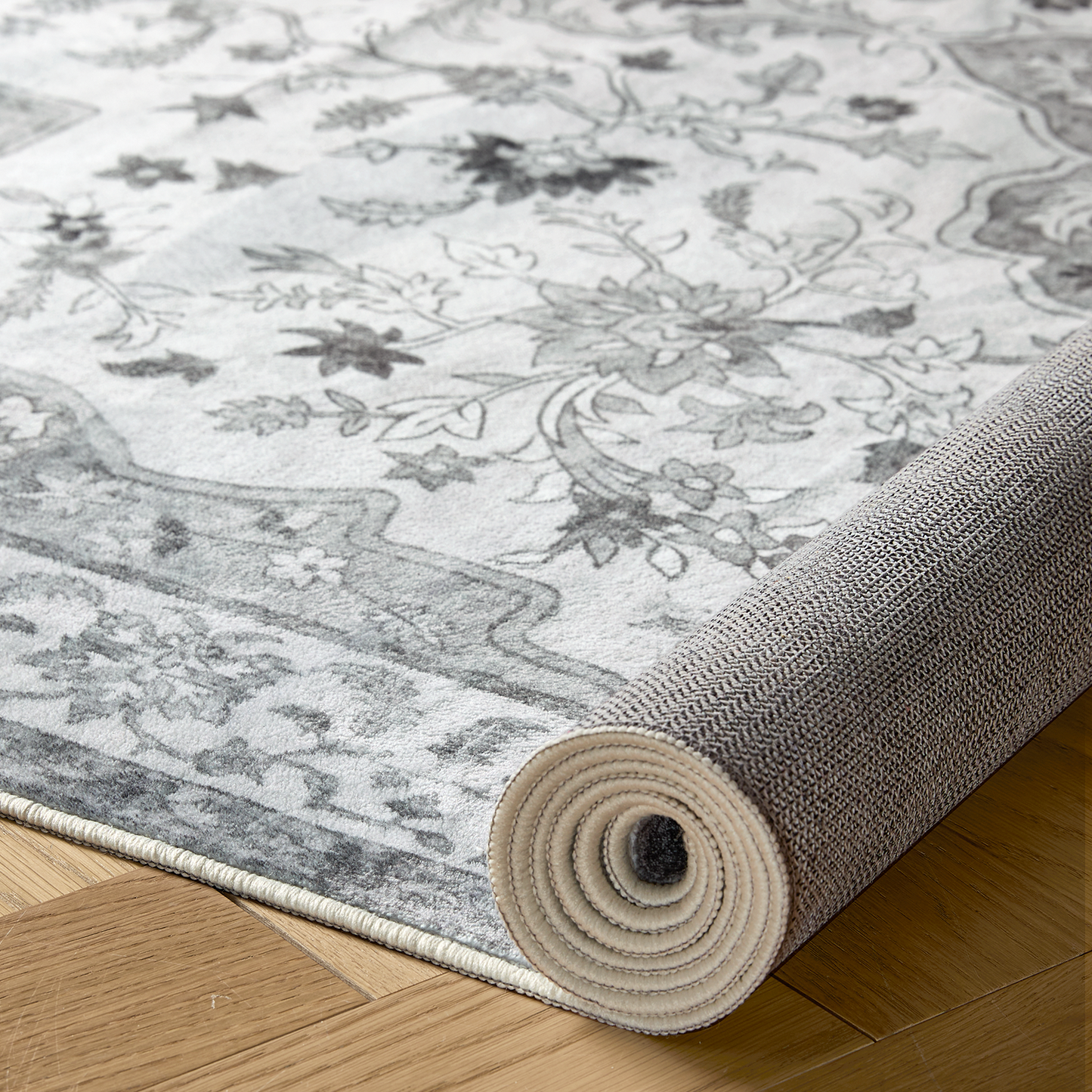 CHITOOMA 5'x7' Machine-washable Area Rugs for Living Room, Stain Resistant Non-Shed Carpet, Boho Floral Area Rugs with Non-Slip Backing for Bedroom, Dining Room, Dorm, Office