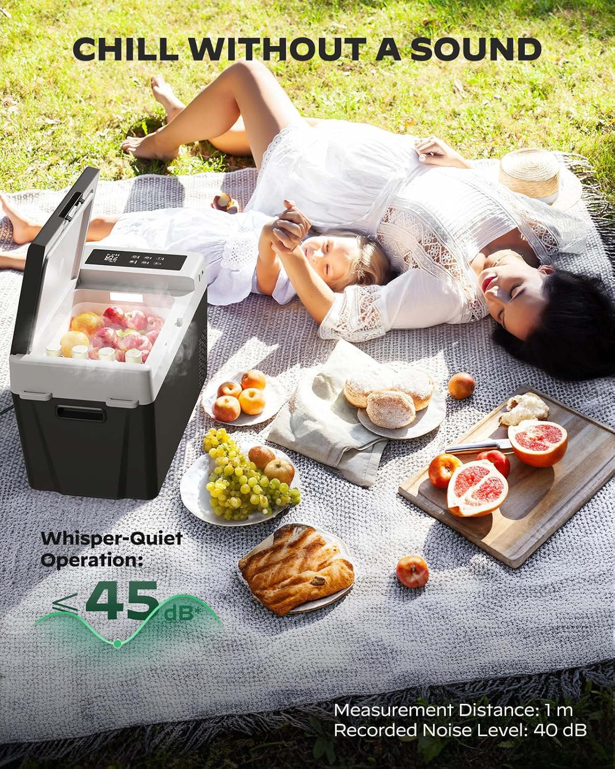 CHITOOMA 12 Volt Car Refrigerator, 25QT Electric Cooler, Portable Freezer Compressor Cooler -4℉~68℉, 12/24V DC & 110-240V AC for Travel Camping Truck Home