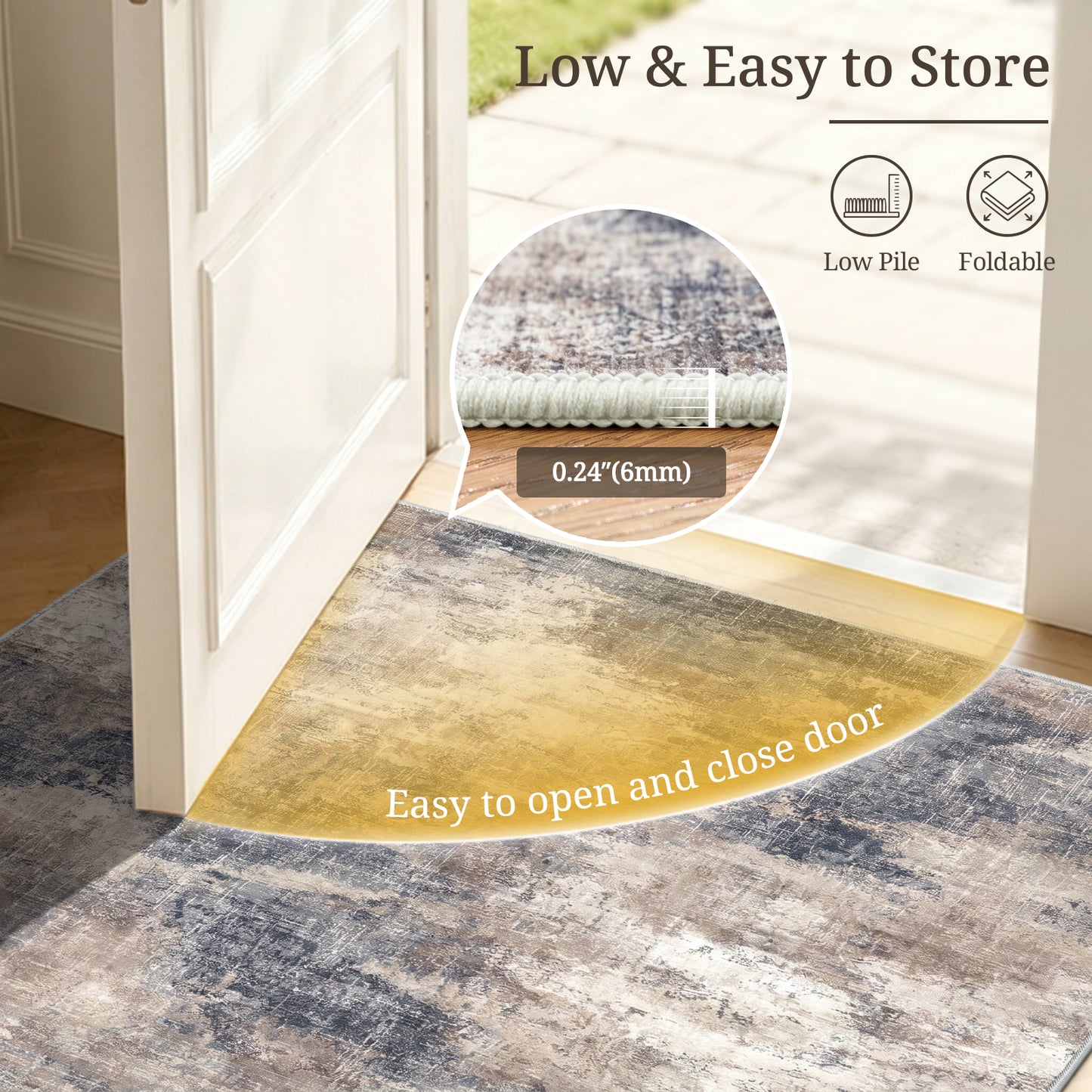 CHITOOMA 8'x10' Area Rugs for Living Room, Machine Washable Abstract Distressed Rugs Indoor Neutral Carpet Rugs for Bedroom Dining Room Office with Non-Slip Backing, Stain Resistant Non-Shed