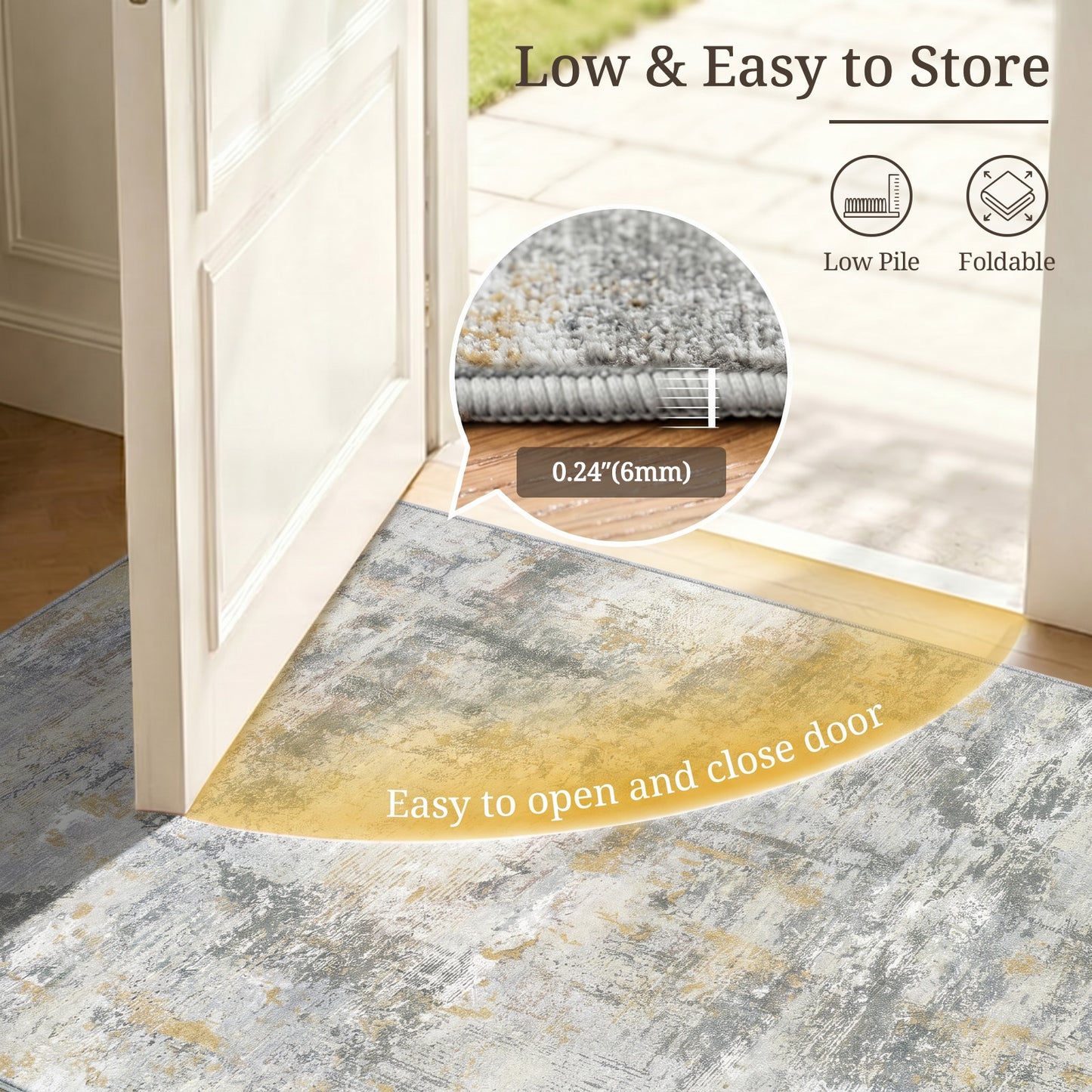 CHITOOMA 9'x12' Area Rugs for Living Room, Machine Washable Abstract Distressed Rugs Indoor Neutral Carpet Rugs for Bedroom Dining Room Office with Non-Slip Backing, Stain Resistant Non-Shed