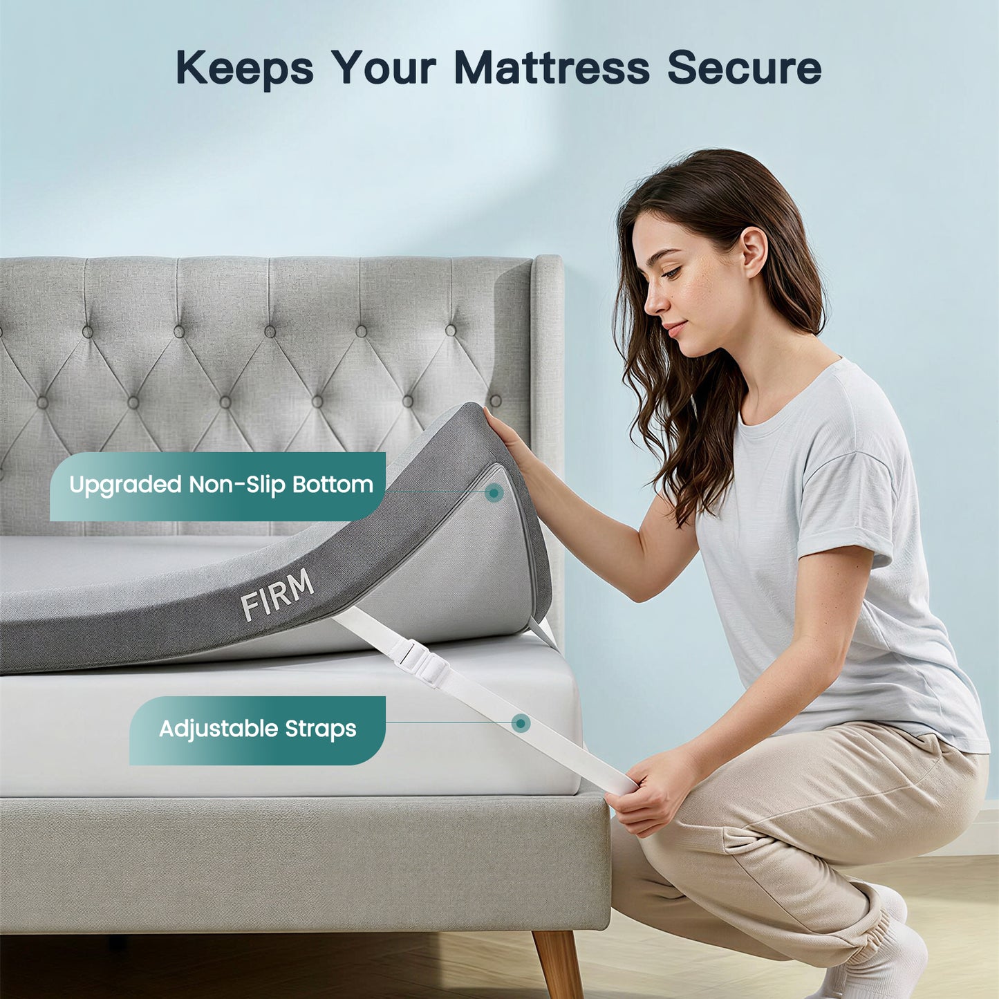 CHITOOMA 3 Inch Dual Firmness California King Memory Foam Mattress Topper with Split Soft & Firm Zones, Gel Infused Foam Mattress Topper for Pressure Relief, CertiPUR-US