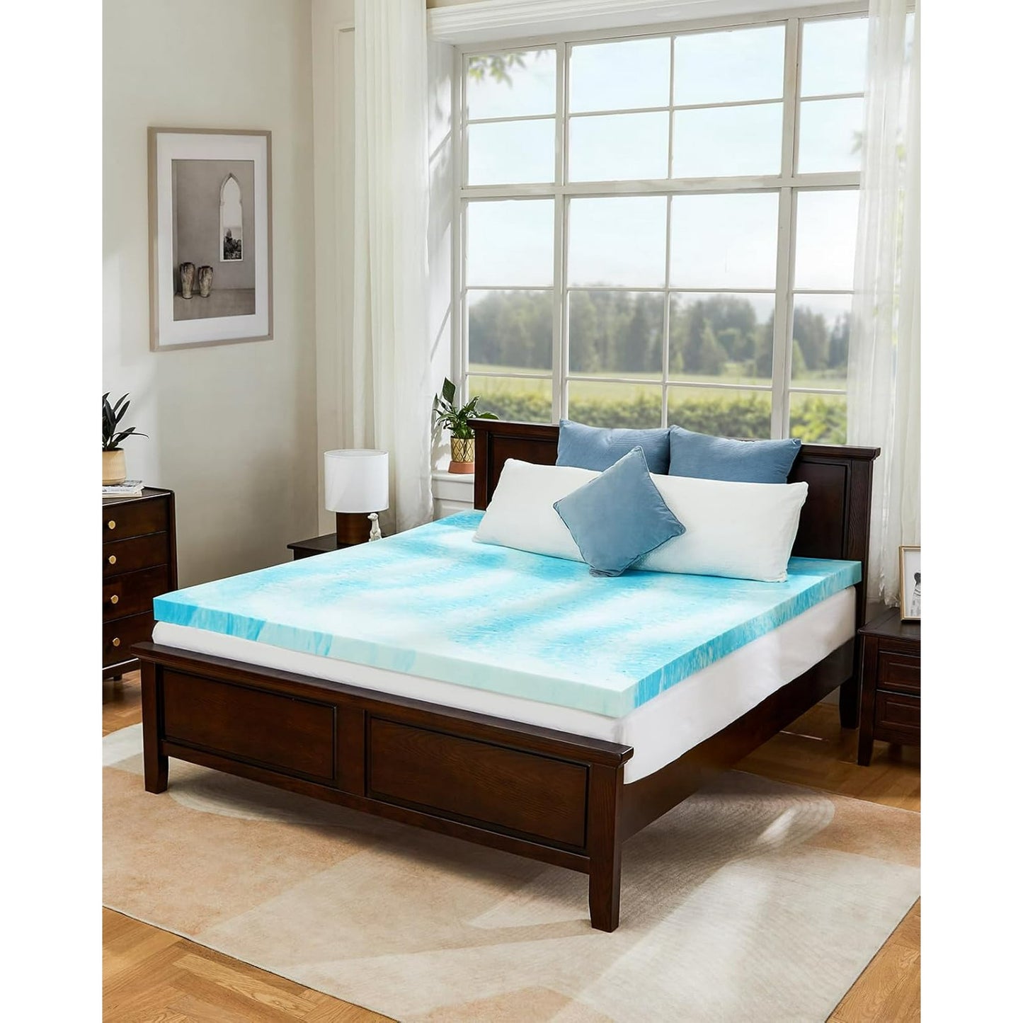 CHITOOMA 3 Inch Full Memory Foam Mattress Topper, Cooling Gel Infused Foam Mattress Topper for Pressure Relief& Enhanced Sleep Comfort, CertiPUR-US and Oeko-TEX Certification