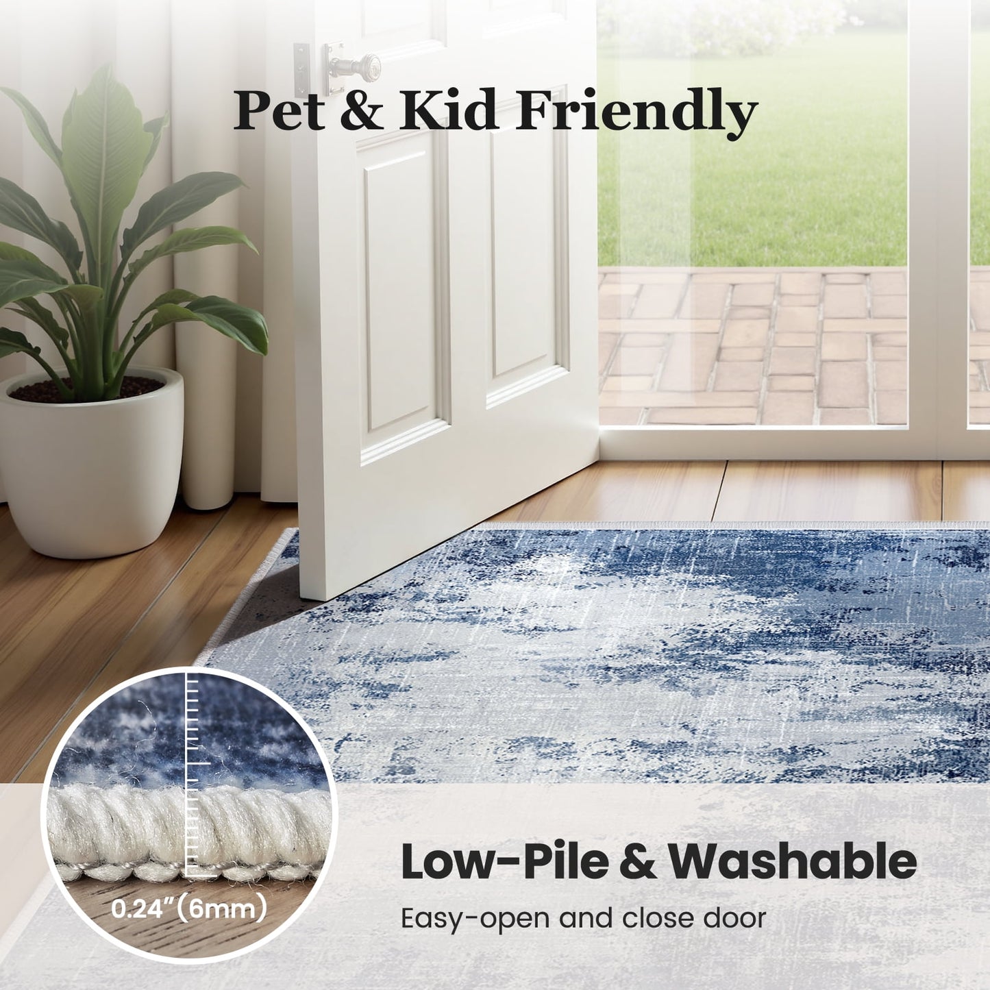 CHITOOMA 9'x12' Area Rugs for Living Room, Machine Washable Abstract Distressed Rugs Indoor Neutral Carpet Rugs for Bedroom Dining Room Office with Non-Slip Backing, Stain Resistant Non-Shed