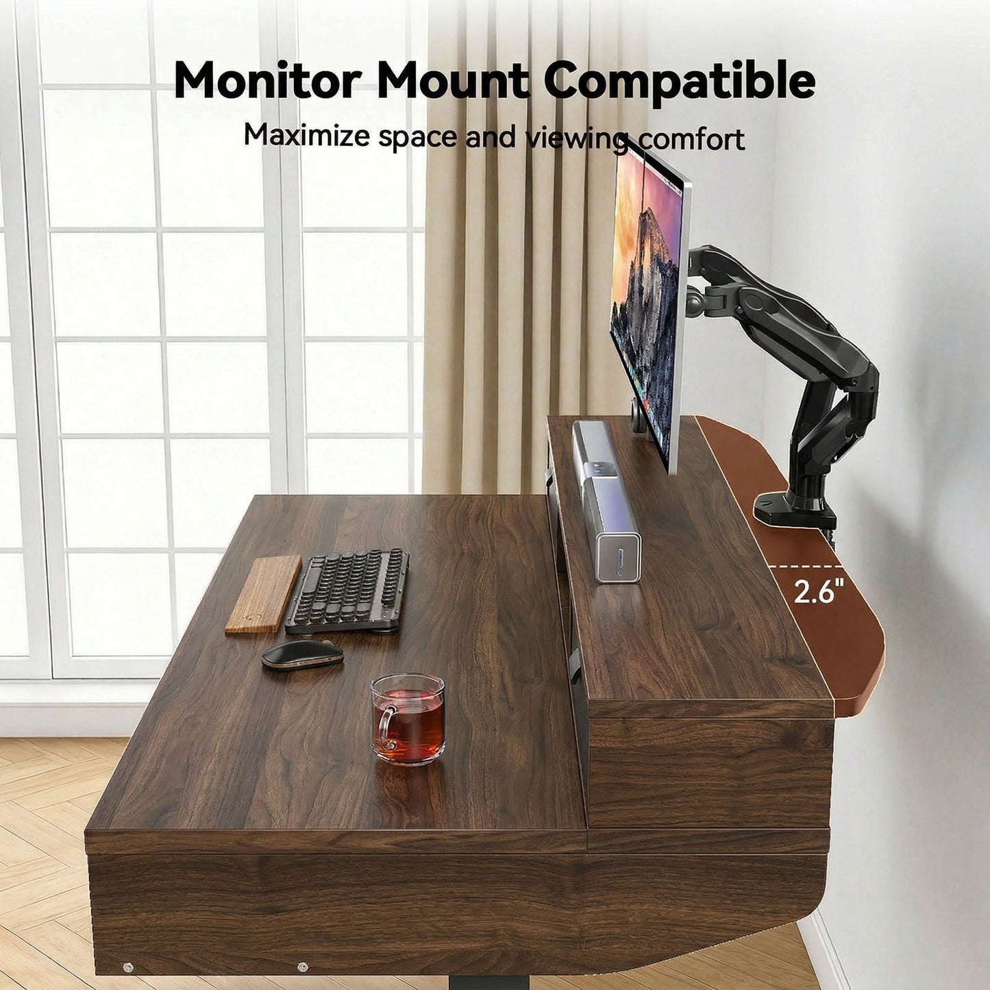 CHITOOMA Electric Standing Desk with Drawers, 48 x 24 Inches Height Adjustable Desk Ergonomic Sit Stand Workstation Walnut