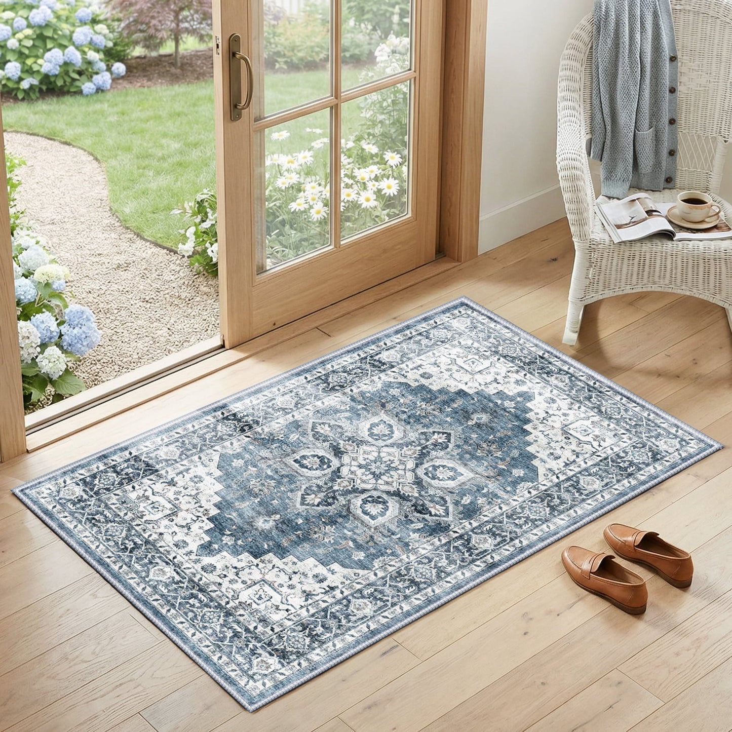 CHITOOMA 2'x4' Runner Rugs for Kitchen, Machine Washable Rug for Bedroom Dining Room Office with Non-Slip Backing, Stain Resistant Non-Shed