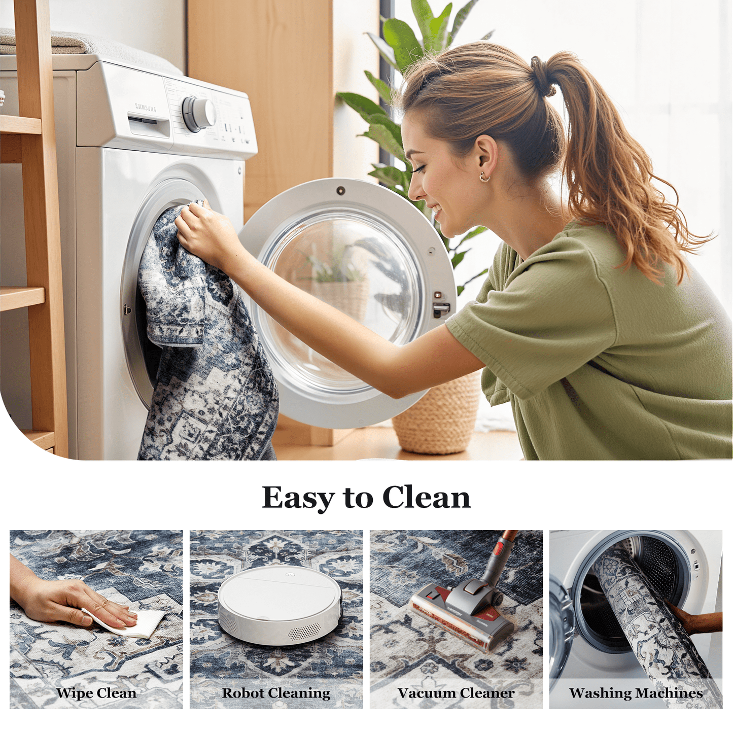 CHITOOMA 2'x3' Runner Rugs for Kitchen, Machine Washable Rug for Bedroom Dining Room Office with Non-Slip Backing, Stain Resistant Non-Shed