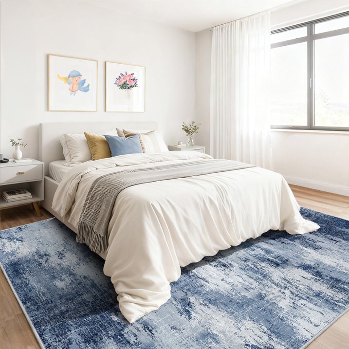 CHITOOMA 8'x10' Area Rugs for Living Room, Machine Washable Abstract Distressed Rugs Indoor Neutral Carpet Rugs for Bedroom Dining Room Office with Non-Slip Backing, Stain Resistant Non-Shed