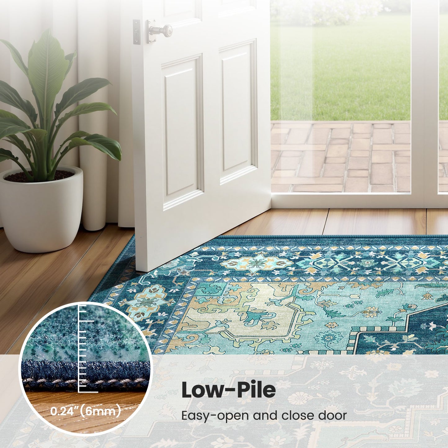 CHITOOMA 8'x10' Boho Area Rugs for Living Room, Machine Washable Stain Resistant Non-Shed Carpet, Area Rug with Non-Slip Backing for Bedroom, Dining Room, Dorm, Office