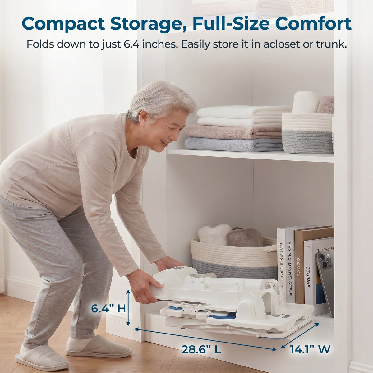 CHITOOMA Electric Chair Lift for Elderly,Floor Lift & IP68 Waterproof Bath Lift for Tub,308 lbs Capacity,Height Adjustable 2.3"-18.9",Chair Lift Assist Devices for Seniors & Disabled,White