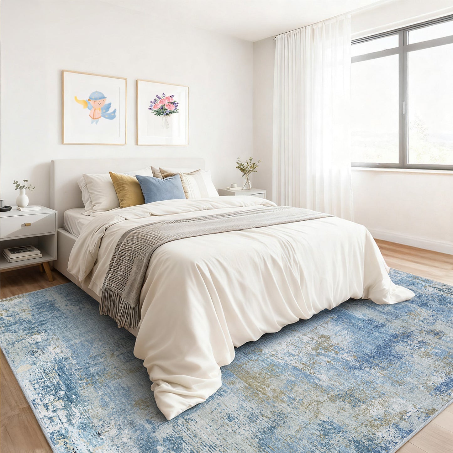 CHITOOMA 8'x10' Area Rugs for Living Room, Machine Washable Rugs for Bedroom Dining Room Dorm Office with Non-Slip Backing, Stain Resistant Non-Shed Carpet