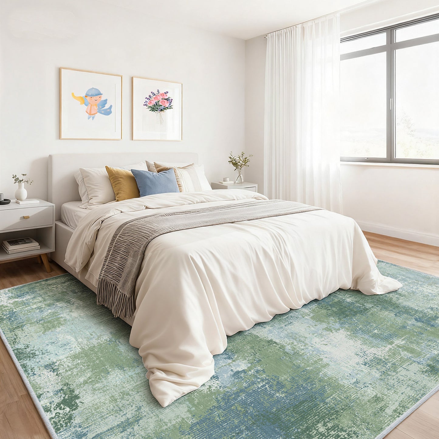 CHITOOMA 8'x10' Area Rugs for Living Room, Machine Washable Rugs for Bedroom Dining Room Dorm Office with Non-Slip Backing, Stain Resistant Non-Shed Carpet