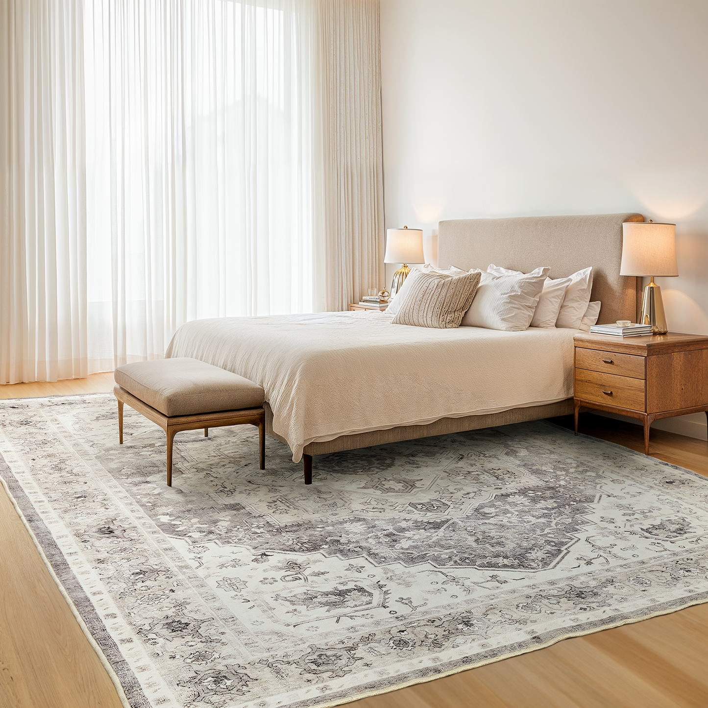 CHITOOMA 8'x10' Machine-washable Area Rugs for Living Room, Boho Area Rugs with Non-Slip Backing, Stain Resistant Non-Shed Carpet for Bedroom, Dining Room, Dorm, Office