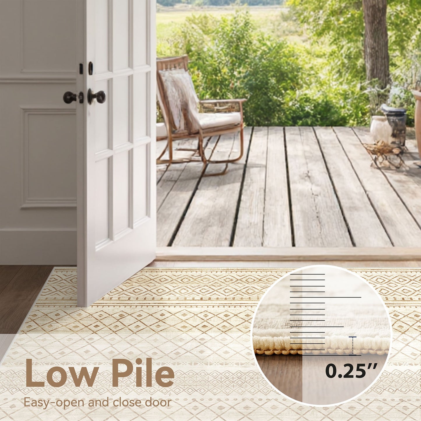 CHITOOMA 2'x3' Runner Rug for Hallway, Boho Machine Washable Stain Resistant Non-Shed Carpet, Runner Rug with Non-Slip Backing for Kitchen, Entryway, Bedroom, Laundry, Bathroom