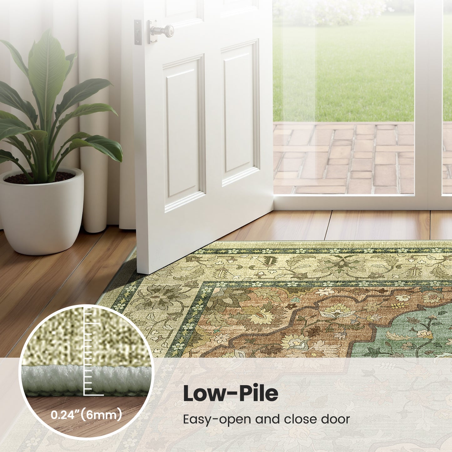 CHITOOMA 9'x12' Area Rugs for Living Room, Boho Machine Washable Stain Resistant Non-Shed Carpet, Floral Area Rug with Non-Slip Backing for Bedroom, Dining Room, Dorm, Office