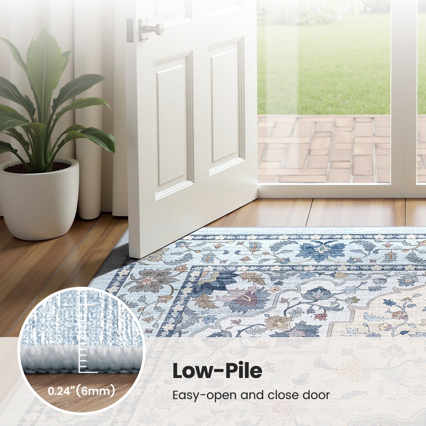 CHITOOMA 9'x12' Area Rugs for Living Room, Boho Machine Washable Stain Resistant Non-Shed Carpet, Floral Area Rug with Non-Slip Backing for Bedroom, Dining Room, Dorm, Office