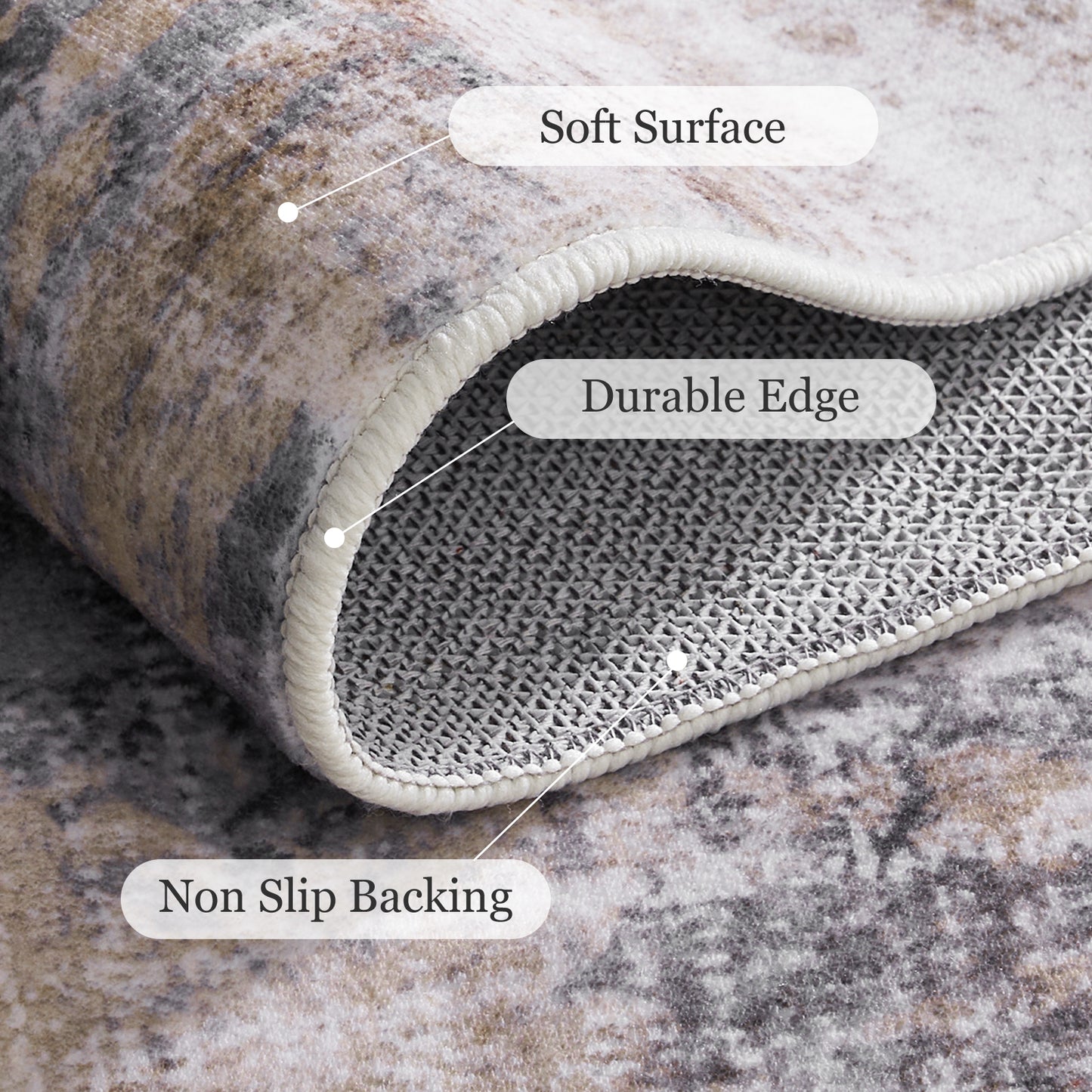 CHITOOMA 8'x10' Area Rugs for Living Room, Machine Washable Abstract Distressed Rugs Indoor Neutral Carpet Rugs for Bedroom Dining Room Office with Non-Slip Backing, Stain Resistant Non-Shed