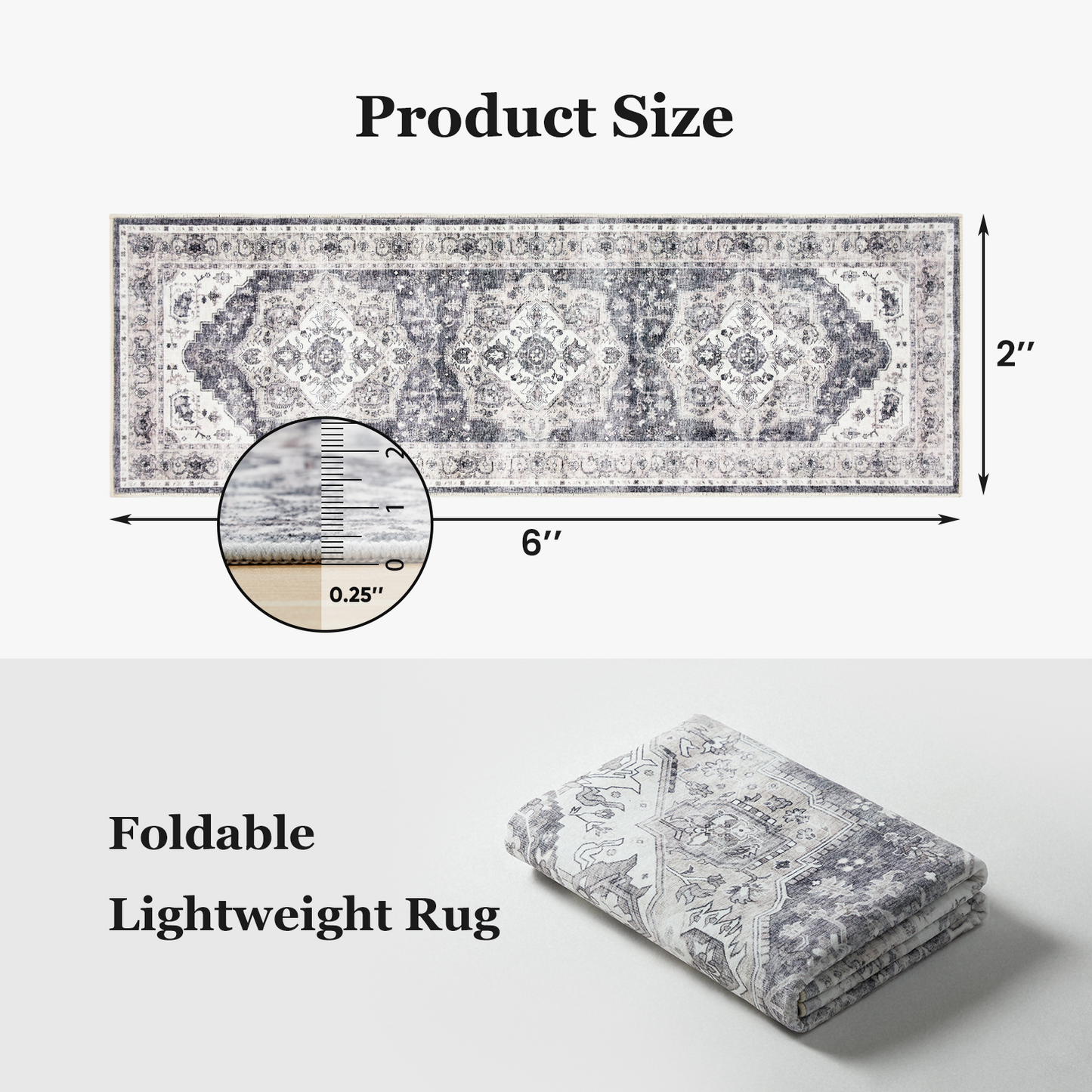 CHITOOMA 2'x6' Machine-washable Runner Rug for Kitchen, Stain Resistant Non-Shed Carpet, Boho Runner Rug with Non-Slip Backing for Hallway, Entryway, Bedroom, Laundry, Bathroom