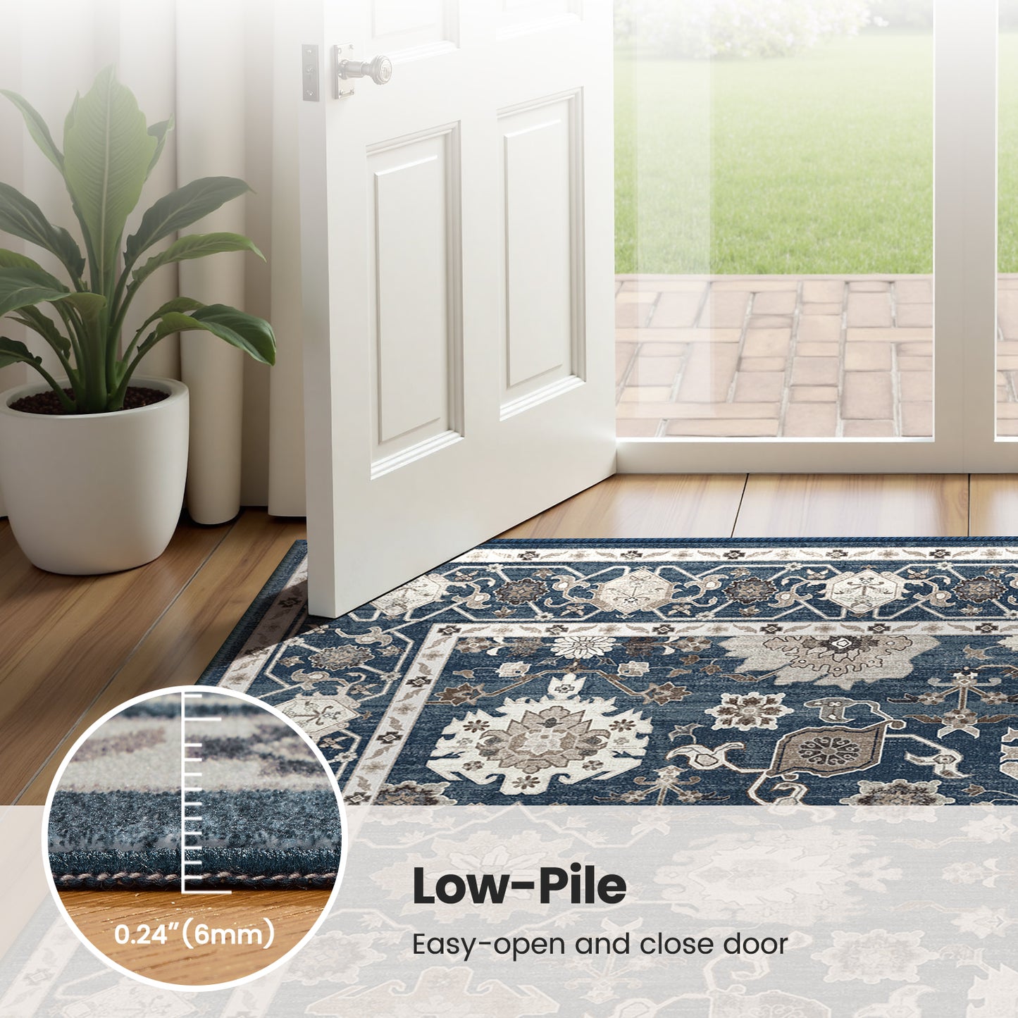 CHITOOMA 9'x12' Area Rugs for Living Room, Boho Machine Washable Stain Resistant Non-Shed Carpet, Floral Area Rug with Non-Slip Backing for Bedroom, Dining Room, Dorm, Office