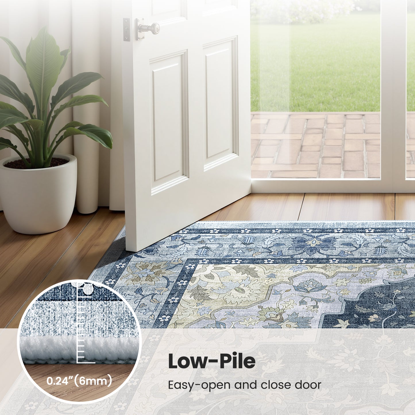 CHITOOMA 9'x12' Area Rugs for Living Room, Boho Machine Washable Stain Resistant Non-Shed Carpet, Floral Area Rug with Non-Slip Backing for Bedroom, Dining Room, Dorm, Office
