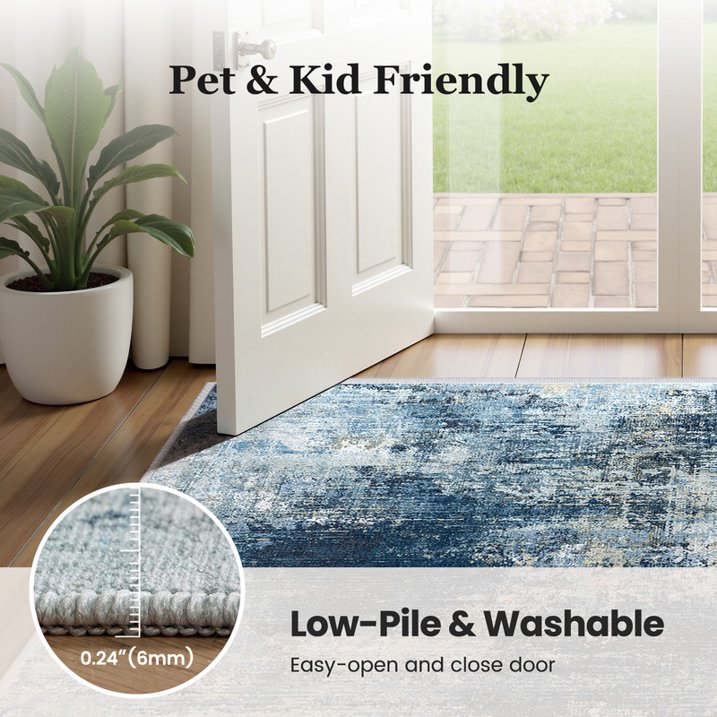 CHITOOMA 5'x7' Area Rugs for Living Room, Machine Washable Abstract Distressed Rugs Indoor Neutral Carpet Rugs for Bedroom Dining Room Office with Non-Slip Backing, Stain Resistant Non-Shed