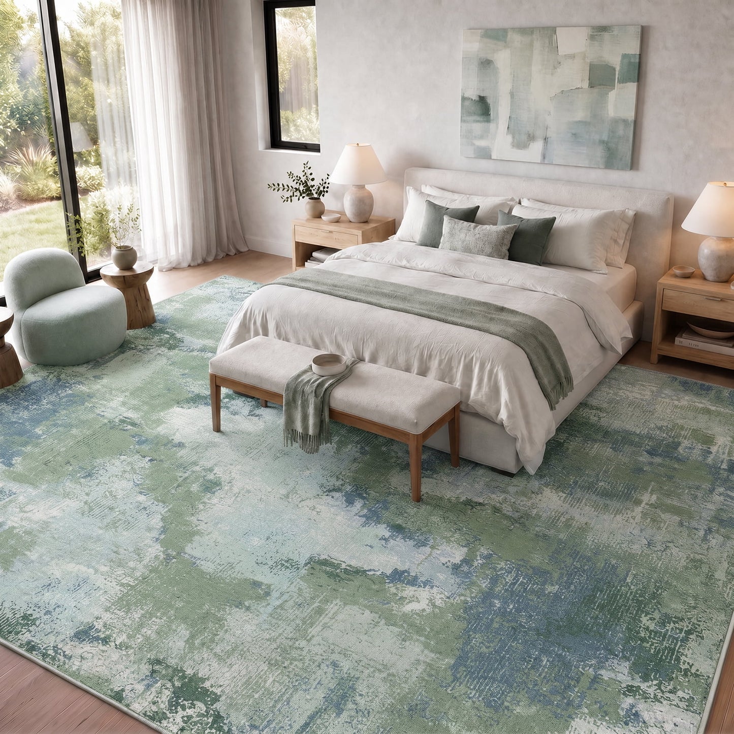 CHITOOMA 8'x10' Area Rugs for Living Room, Machine Washable Rugs for Bedroom Dining Room Dorm Office with Non-Slip Backing, Stain Resistant Non-Shed Carpet