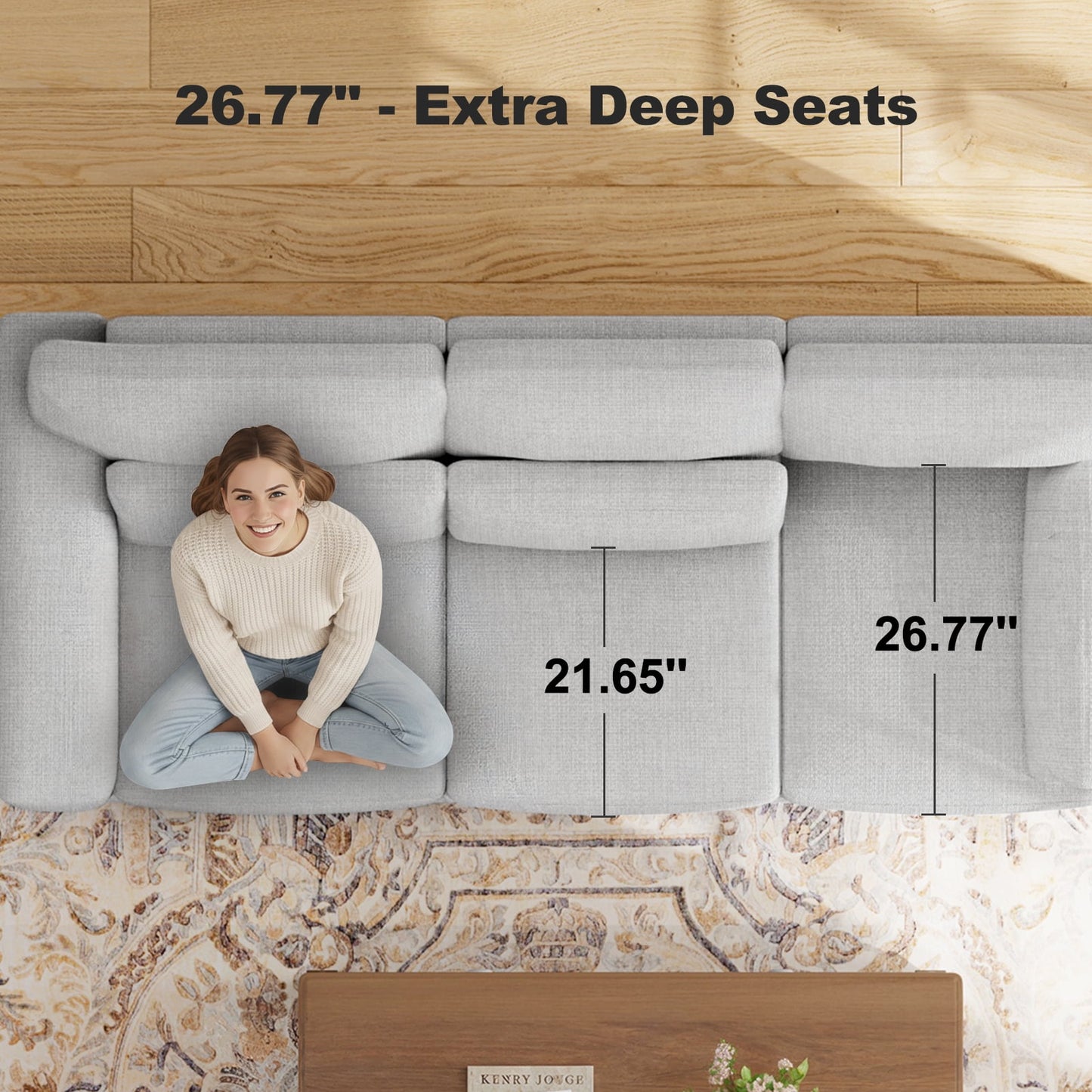 CHITOOMA 65" Loveseat Sofa for Living Room, Comfy Linen Couch with 2 Pillows, Deep Seats, Wide Armrests, Removable Covers & Sturdy Steel Frame, Gray