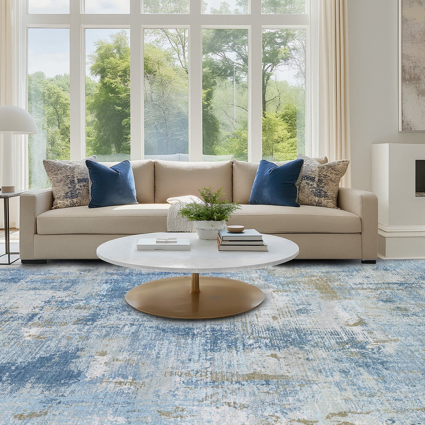 CHITOOMA 8'x10' Area Rugs for Living Room, Machine Washable Abstract Distressed Rugs Indoor Neutral Carpet Rugs for Bedroom Dining Room Office with Non-Slip Backing, Stain Resistant Non-Shed
