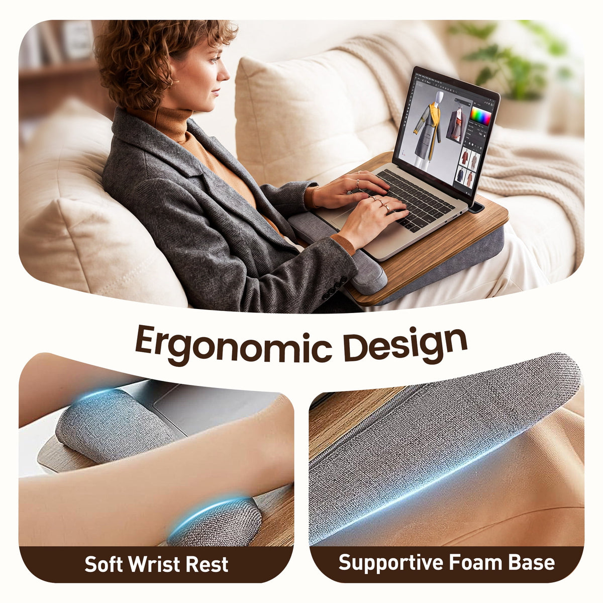 Laptop Lap Desk,Portable Lap Desk with Pillow Cushion,15.6 inch Laptop Desk for Home Office Students Use as Computer Laptop Stand, Book Tablet