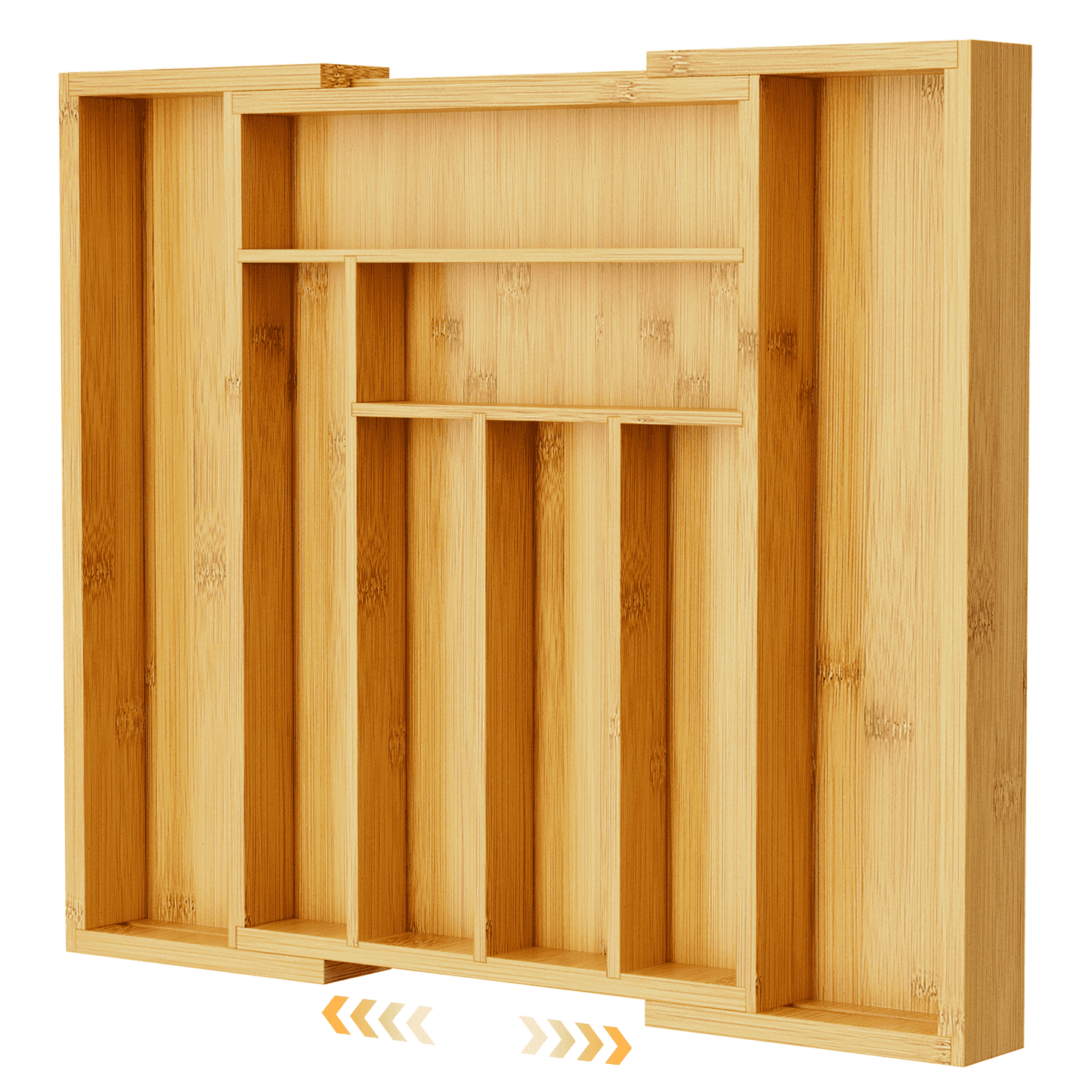 CHITOOMA Wood Bamboo Kitchen Drawer Organizer,Expandable Silverware Holder,Adjustable Kitchen Utensil Tray,for Forks, Spoons and Knives,8 Slots,Large