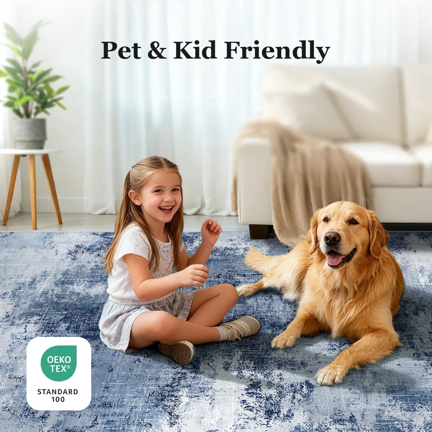CHITOOMA 9'x12' Area Rugs for Living Room, Machine Washable Abstract Distressed Rugs Indoor Neutral Carpet Rugs for Bedroom Dining Room Office with Non-Slip Backing, Stain Resistant Non-Shed
