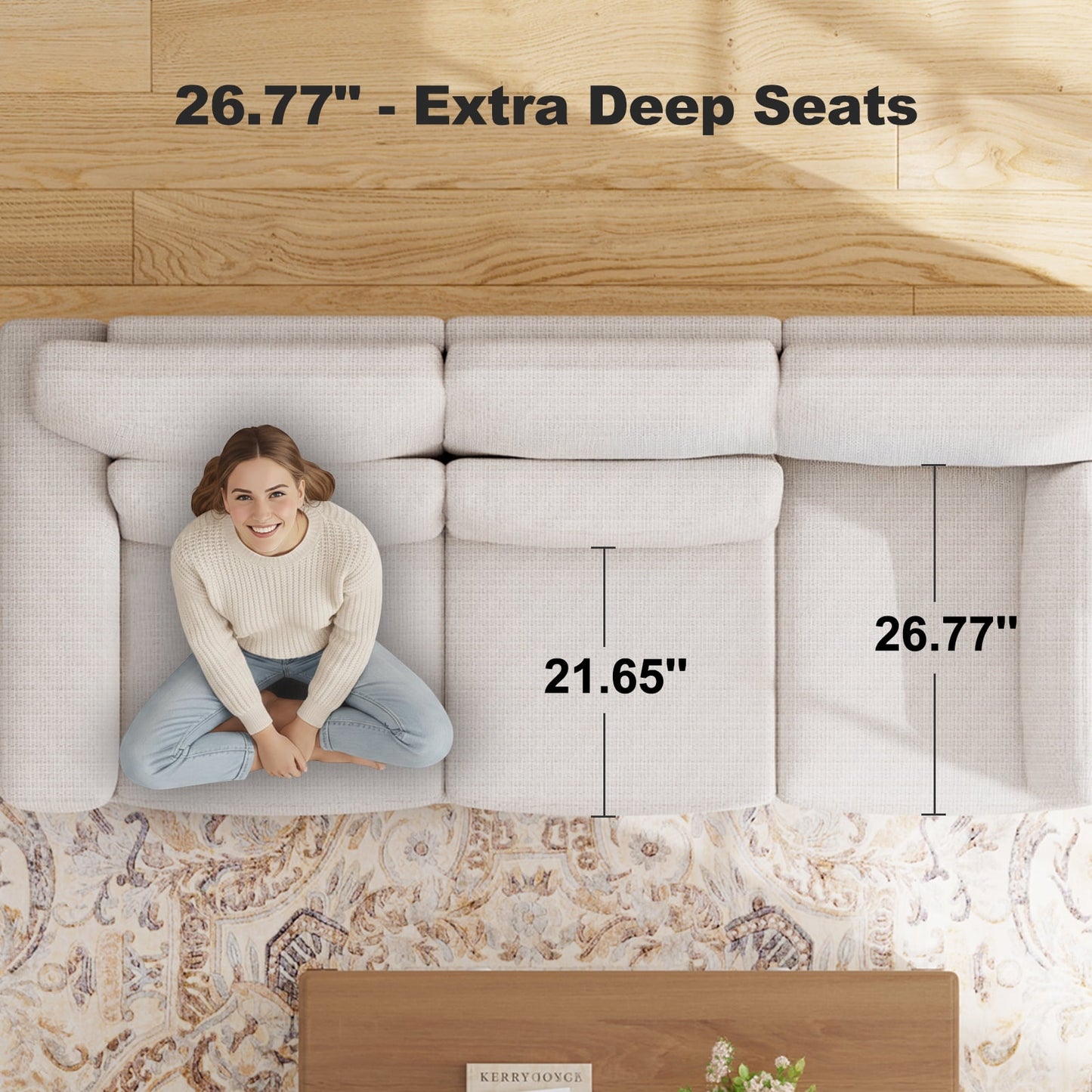 CHITOOMA 40" Oversized Accent Chair, Linen Upholstered Armchair with Washable Covers & Pillow, Wide Armrests, Deep Seat Sofa Chair for Living Room, Bedroom, or Office, White