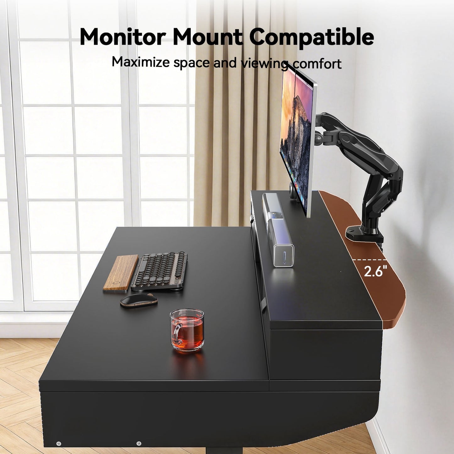 CHITOOMA 48″ x 24″ Standing Desk with Drawers, Electric Height Adjustable Sit Stand Desk with Storage Shelf,black