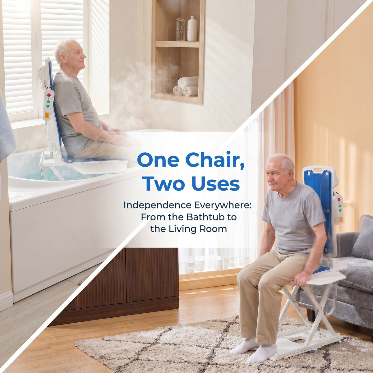 CHITOOMA Electric Chair Lift,Portable Lift for Elderly Patients,308 lbs Capacity,IP68 Waterproof Bath Lift Chair,Fall Assist Devices to Lift Seniors from Floor,White