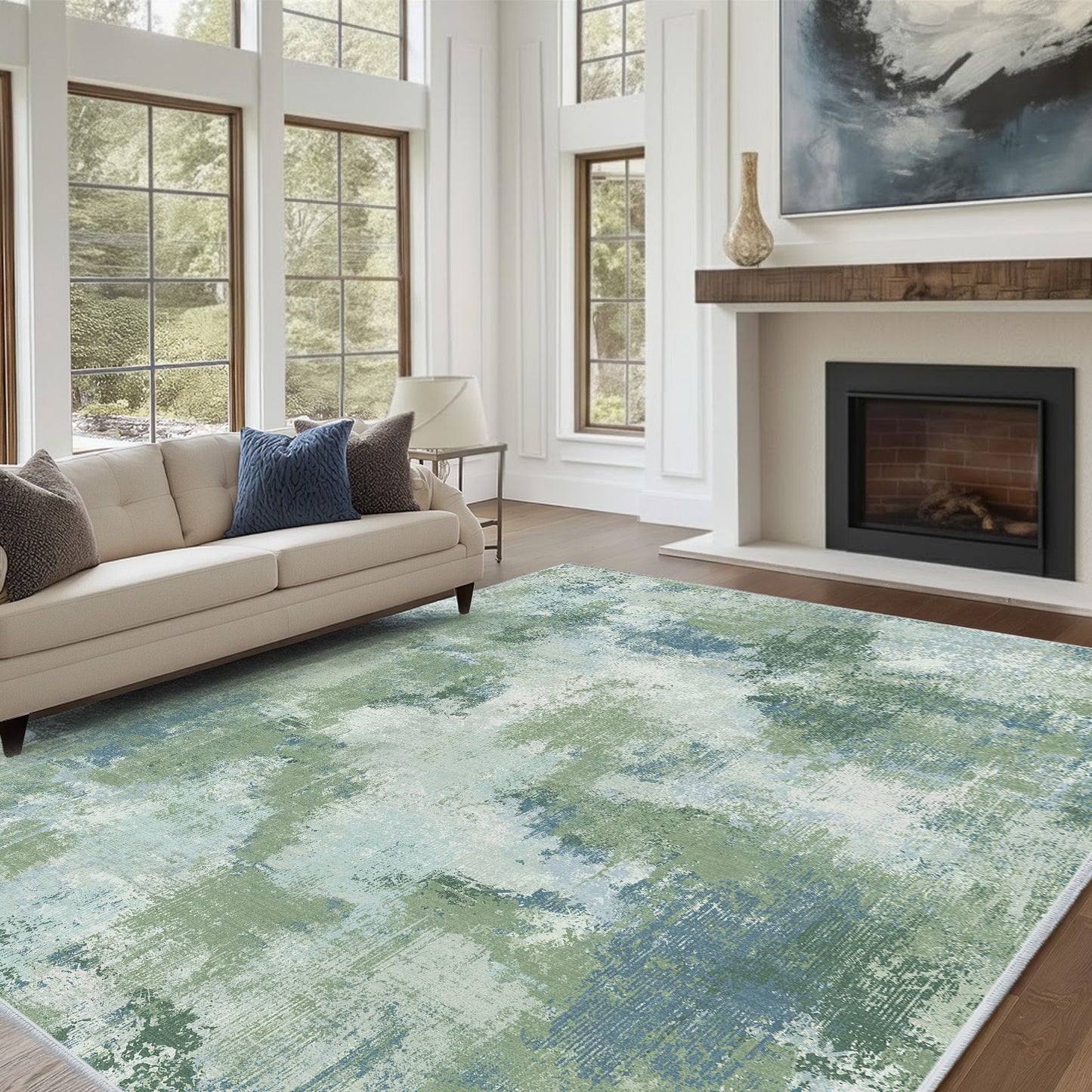 CHITOOMA 8'x10' Area Rugs for Living Room, Machine Washable Rugs for Bedroom Dining Room Dorm Office with Non-Slip Backing, Stain Resistant Non-Shed Carpet