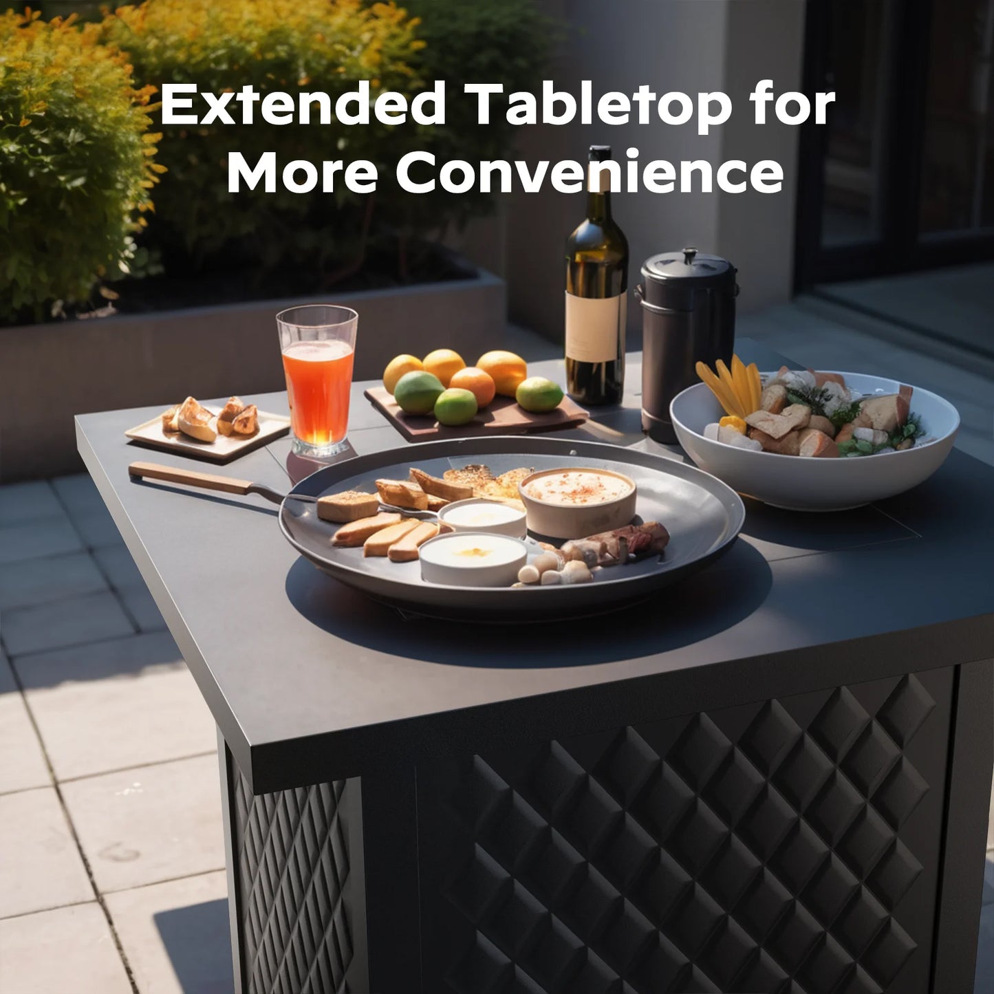 28" Outdoor Propane Fire Pit Table with Lid, 60,000 BTU Gas Fire Pit for Patio Garden Party