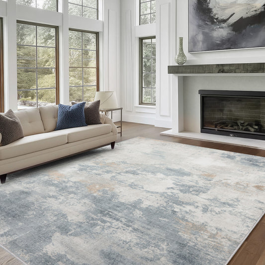 5'x7' Abstract Area Rugs for Living Room, Machine Washable Area Rug with Non-Slip Backing, Stain Resistant Non-Shed Carpet for Bedroom, Dining Room, Dorm, Office