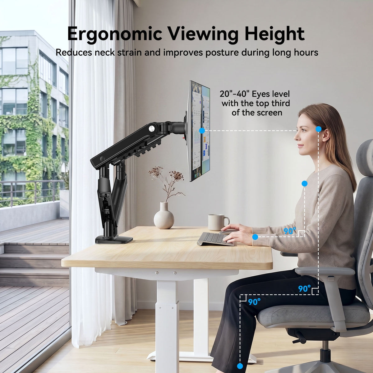 Kyspho FlowLift™ Dual Monitor Mount Stand for 13-32 inch Screens,Tool-Free Mount with MechaSpring,Full Motion Heavy Duty Visual Adjustment Arm Desk Mount, Max 100x100mm,Holds to 19.8 lbs per Monitor