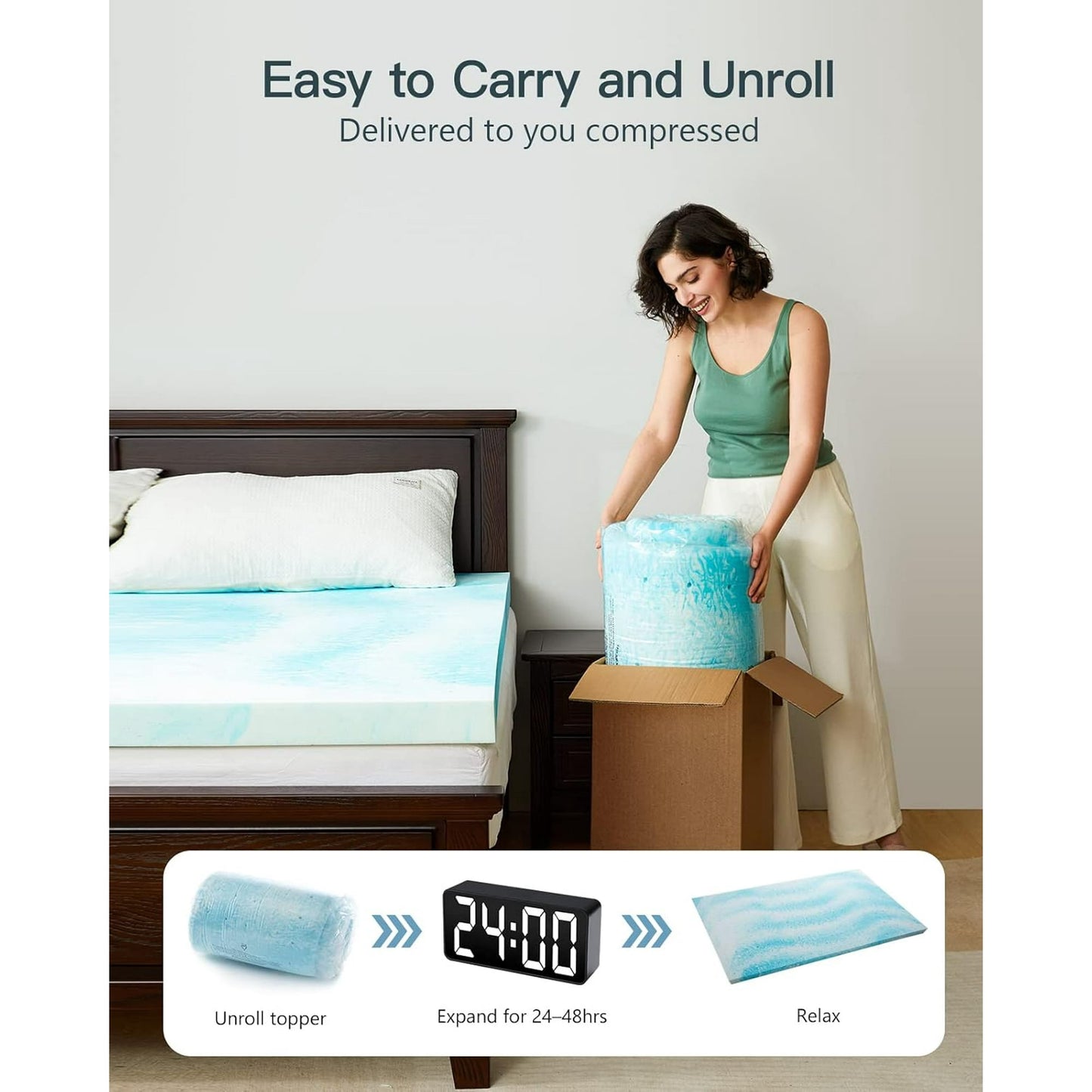 CHITOOMA 3 Inch Full Memory Foam Mattress Topper, Cooling Gel Infused Foam Mattress Topper for Pressure Relief& Enhanced Sleep Comfort, CertiPUR-US and Oeko-TEX Certification